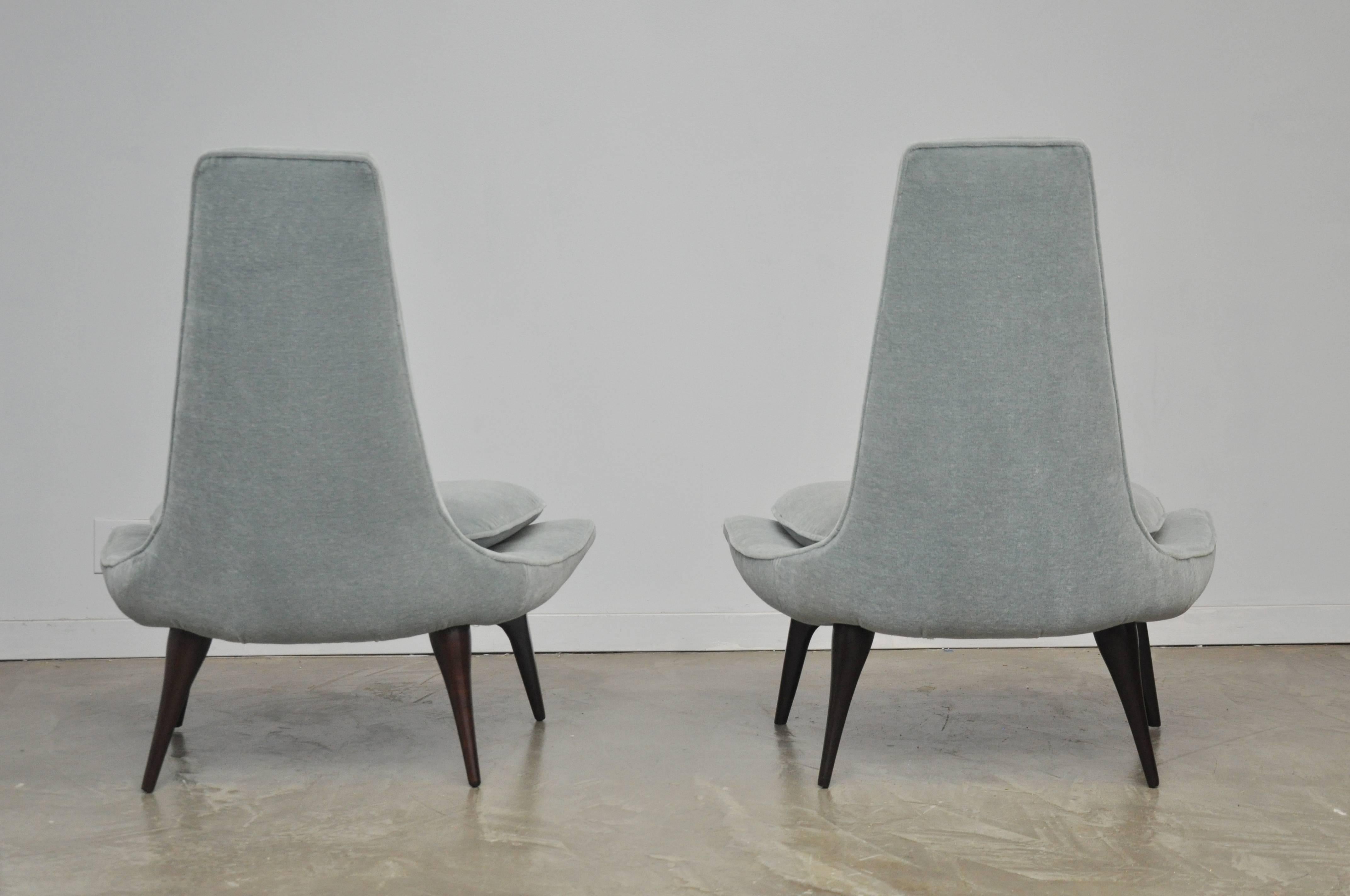 Mid-Century Modern Karpen High Back Lounge Chairs
