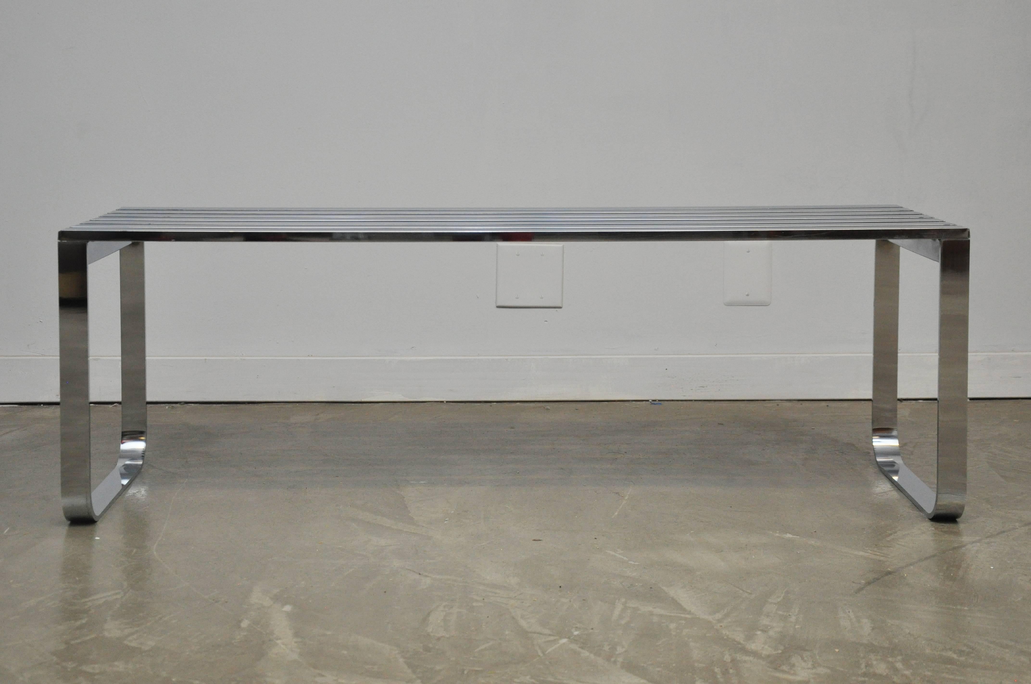 Mid-Century Modern Chrome Slat Bench by Milo Baughman