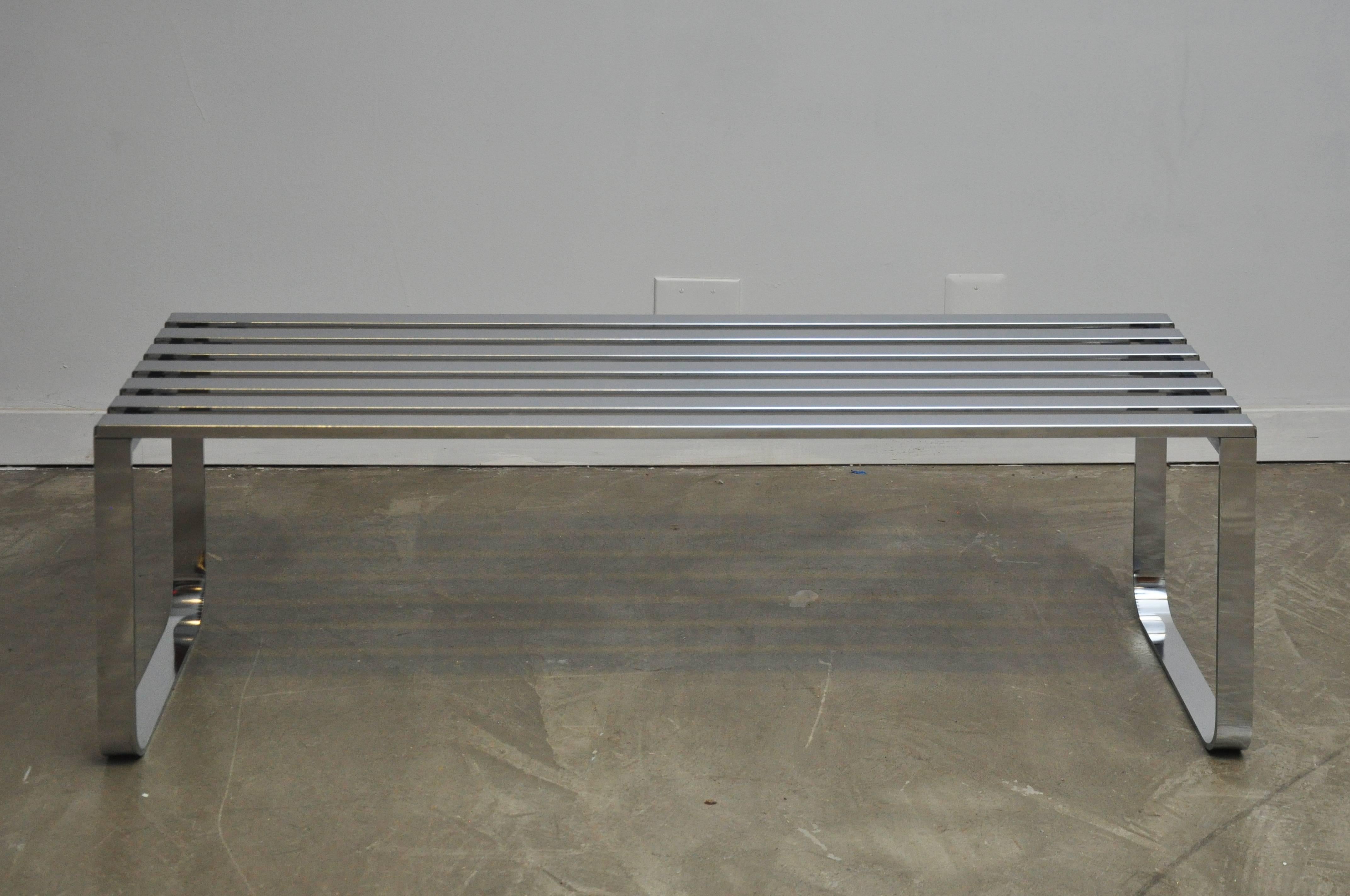 Chrome slat bench by Milo Baughman.