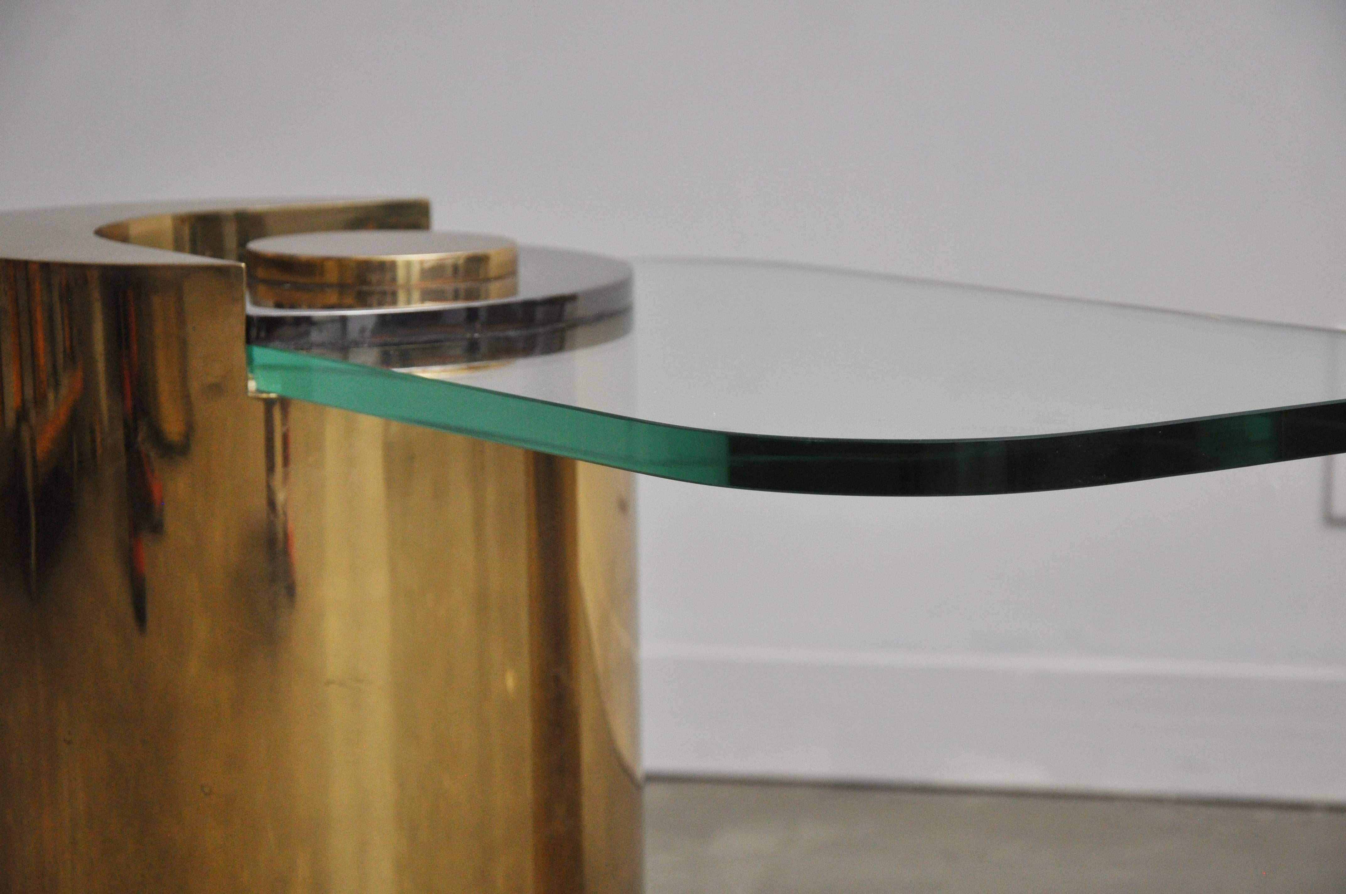 American Karl Springer Brass Sculpture Leg Table Pair