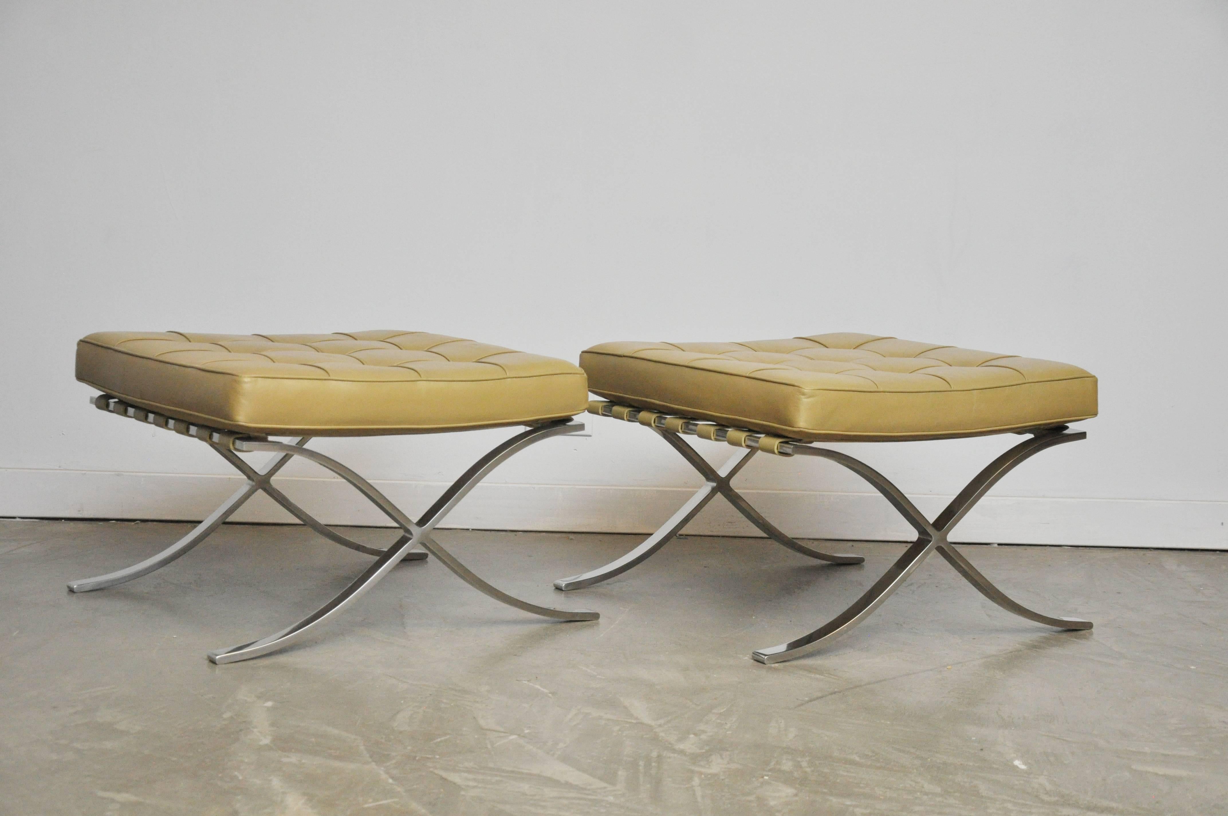 Pair of early ottomans by Mies Van Der Rohe for Knoll.