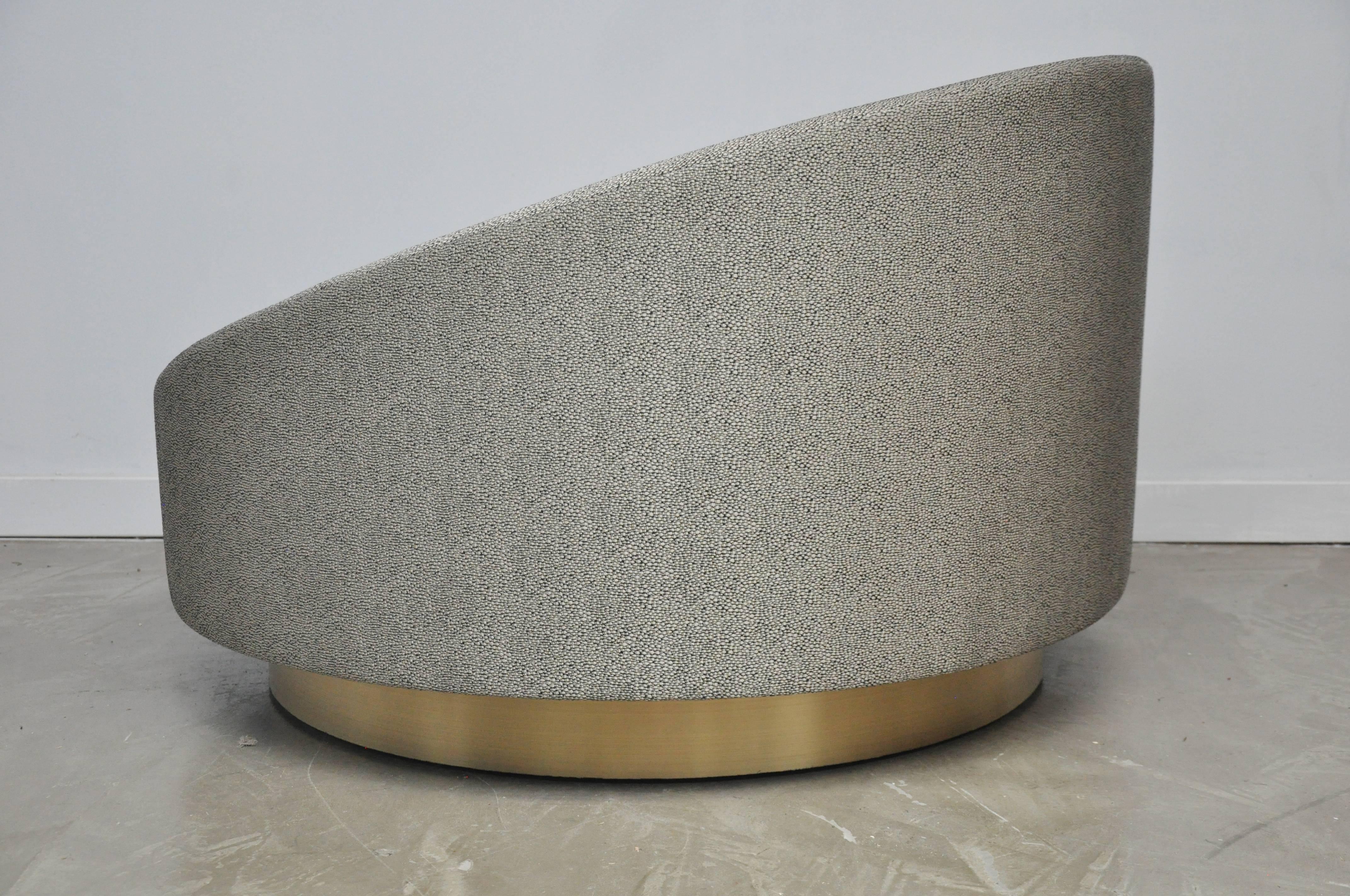 Large Brushed Brass Base Swivel Chair by Adrian Pearsall at 1stDibs