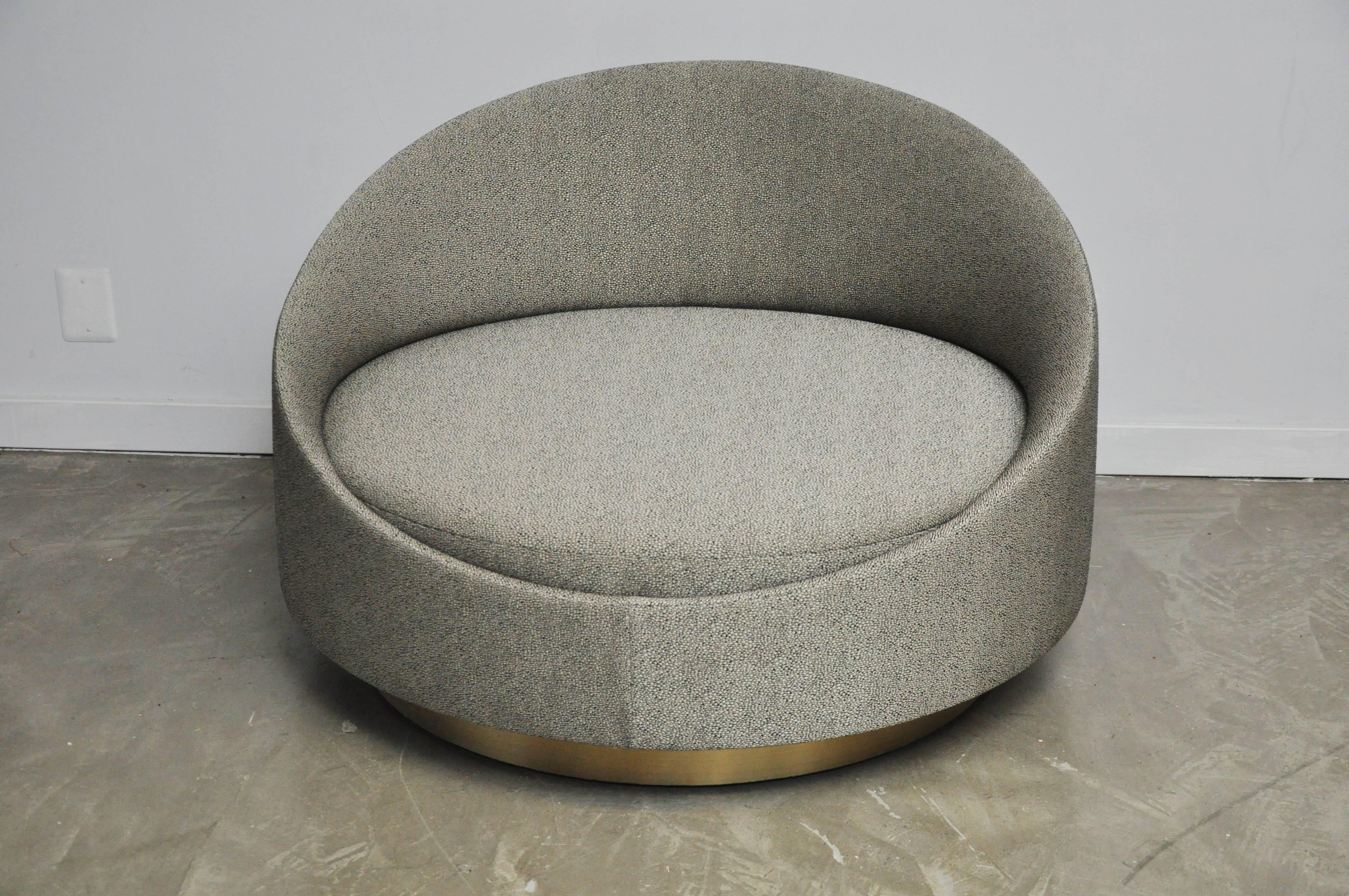 Large Brushed Brass Base Swivel Chair by Adrian Pearsall at 1stDibs