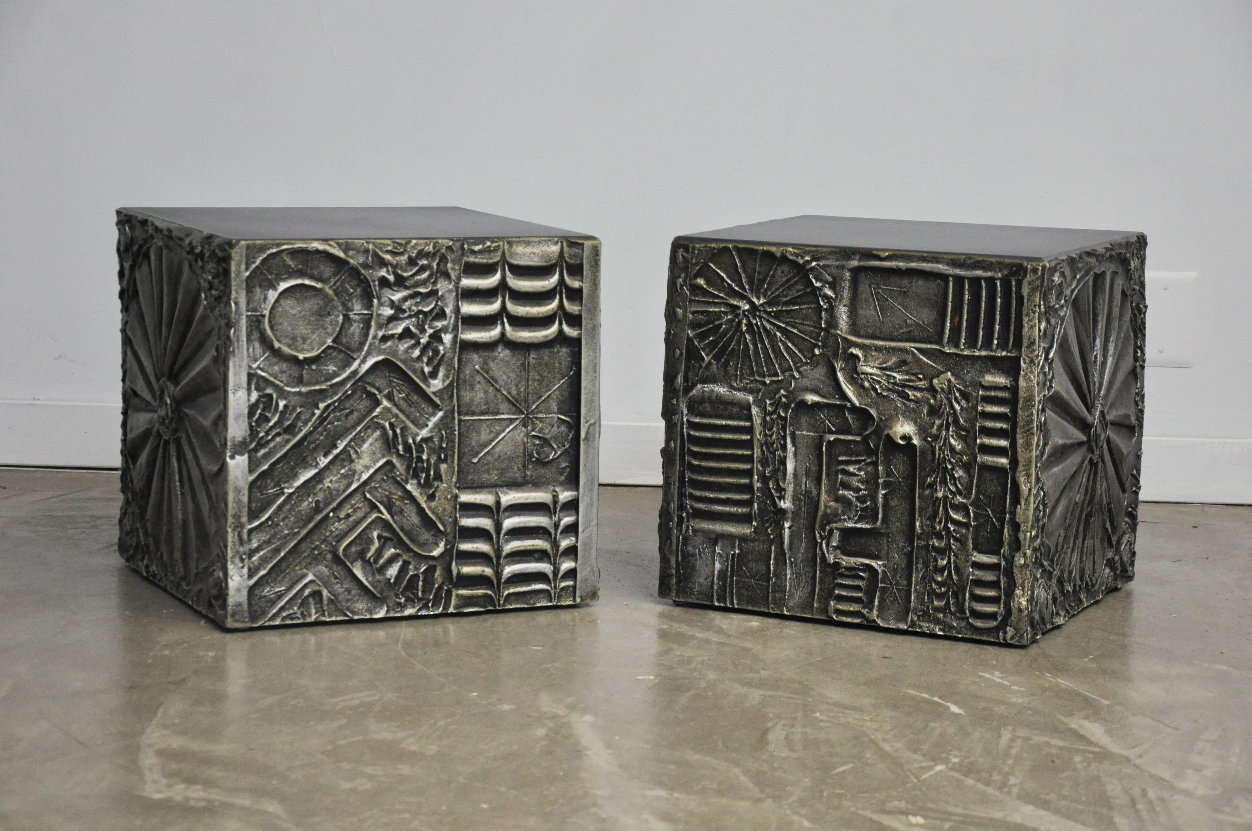 Pair of Brutalist side tables by Adrian Pearsall.
