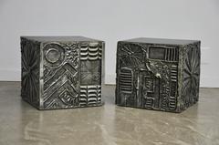 Brutalist Cube Side Tables by Adrian Pearsall