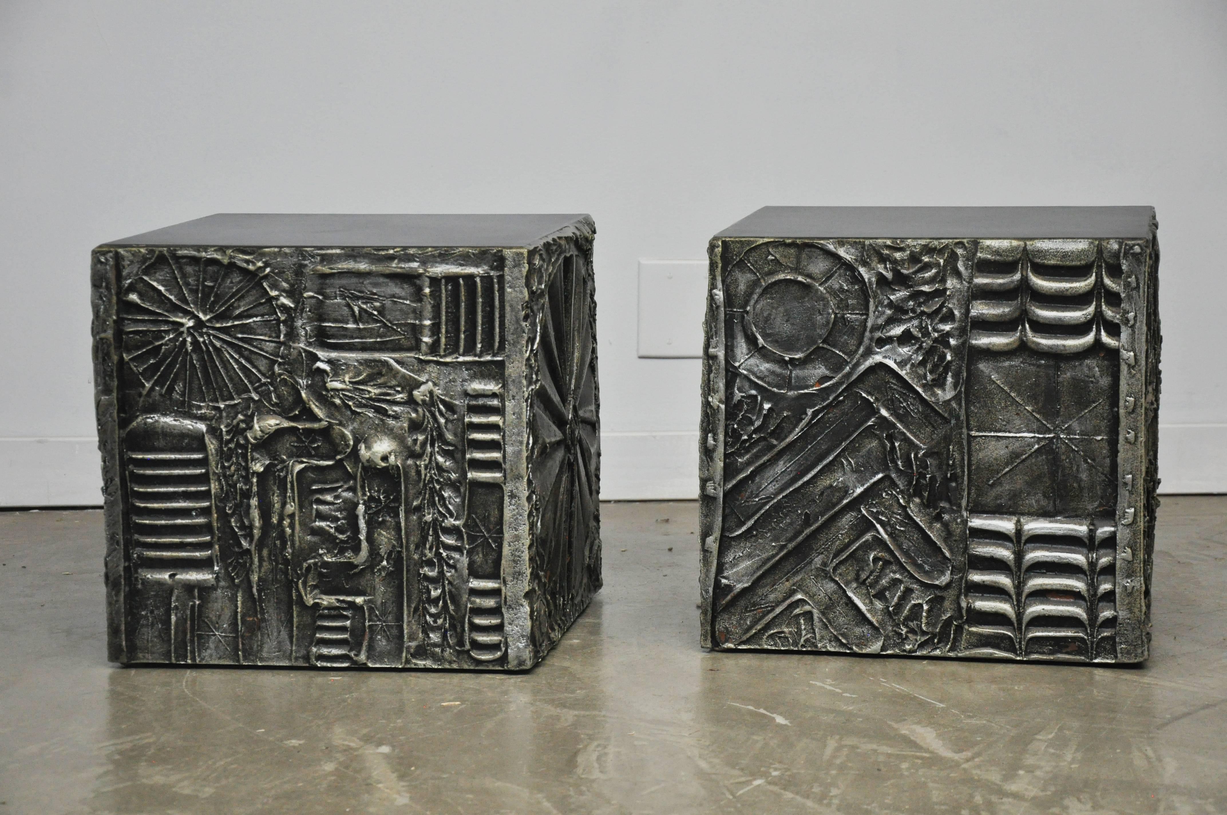 Brutalist Cube Side Tables by Adrian Pearsall In Excellent Condition In Chicago, IL