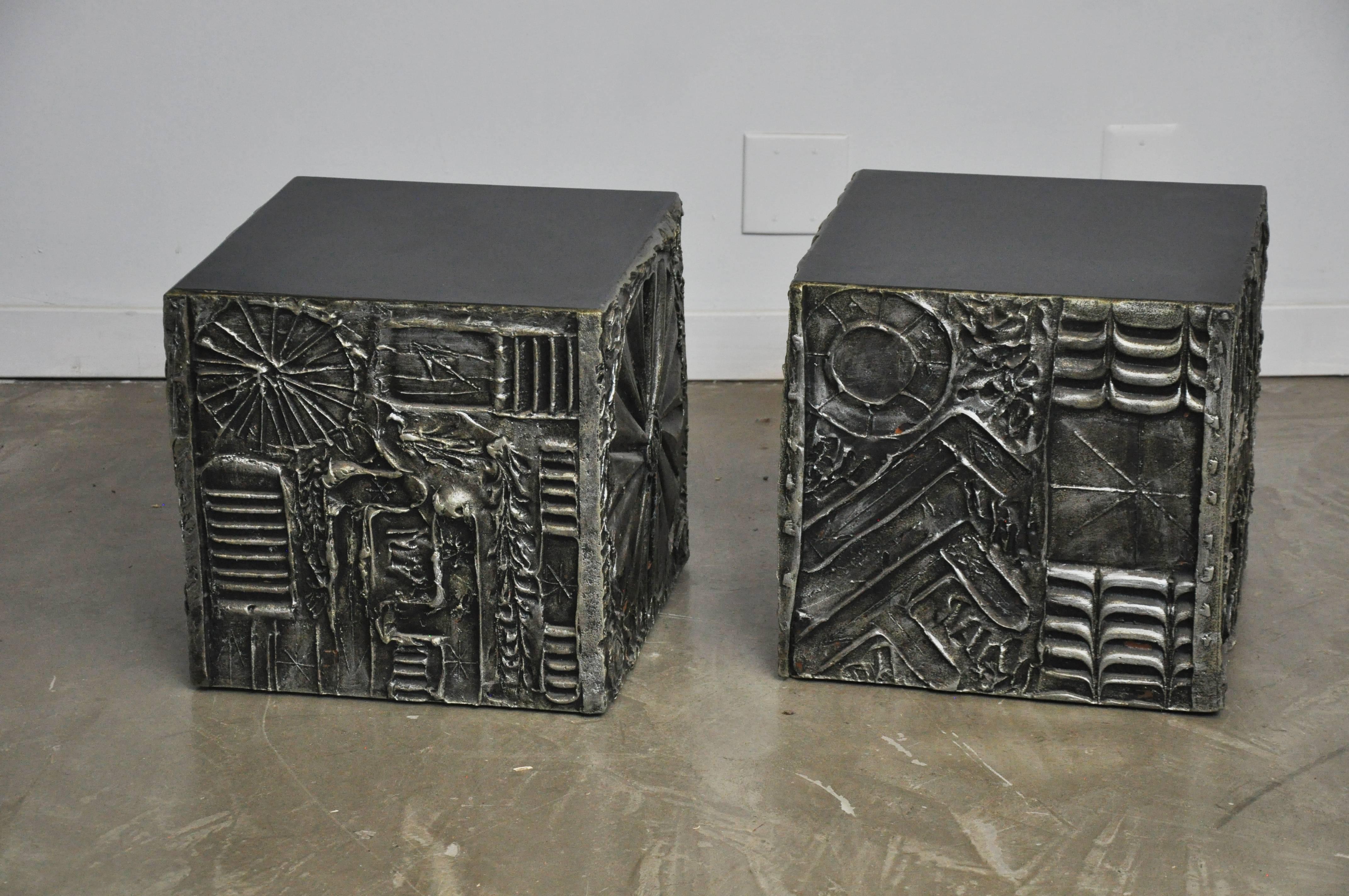 20th Century Brutalist Cube Side Tables by Adrian Pearsall