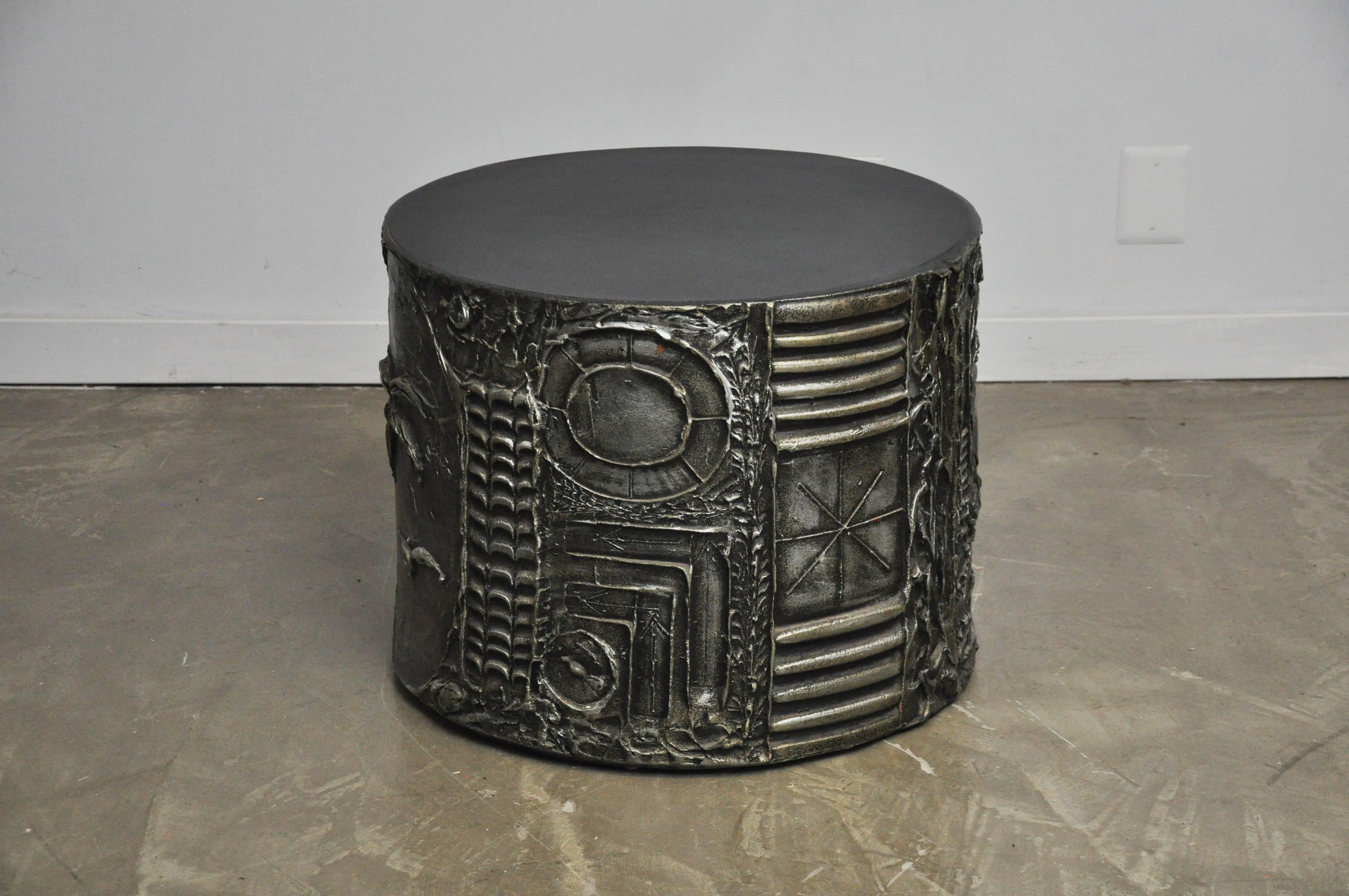 Brutalist Drum Side Table by Adrian Pearsall In Excellent Condition In Chicago, IL