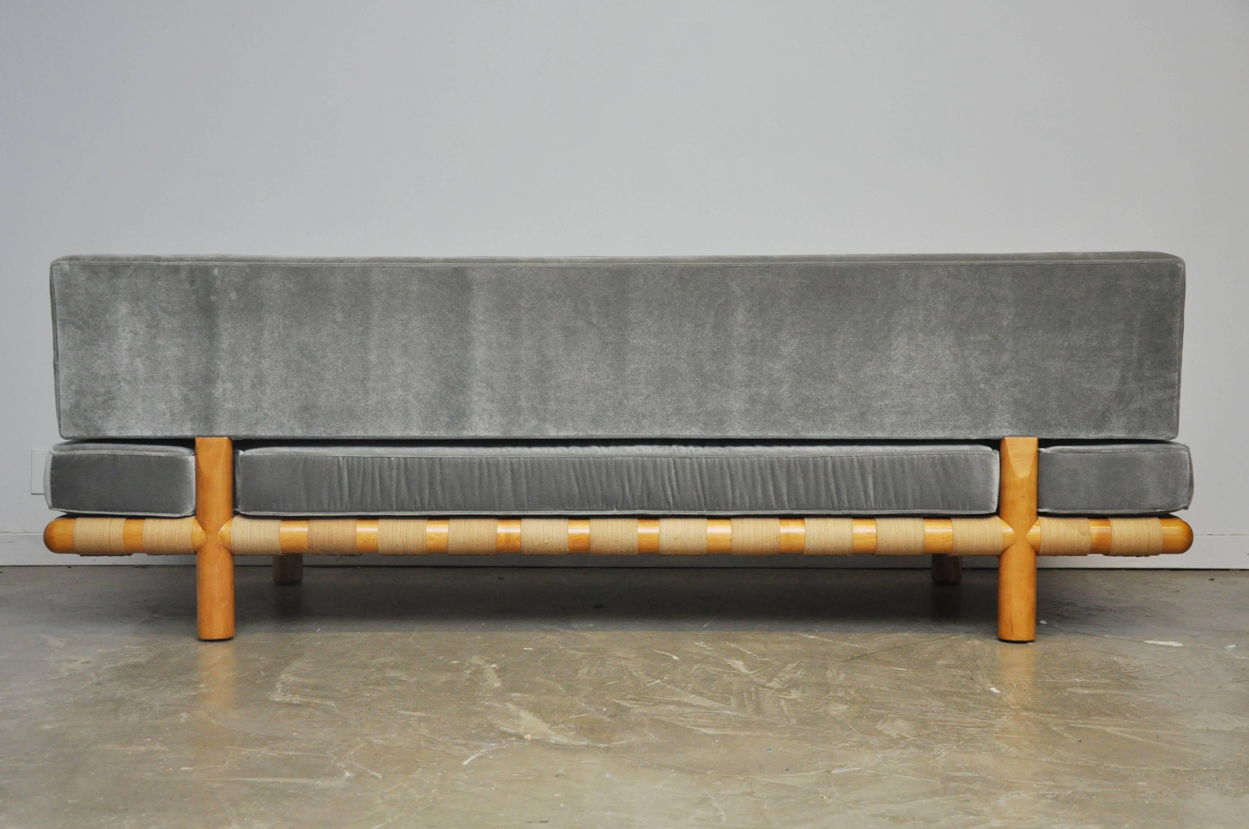 Velvet T.H. Robsjohn-Gibbings Strapped Frame Sofa Daybed