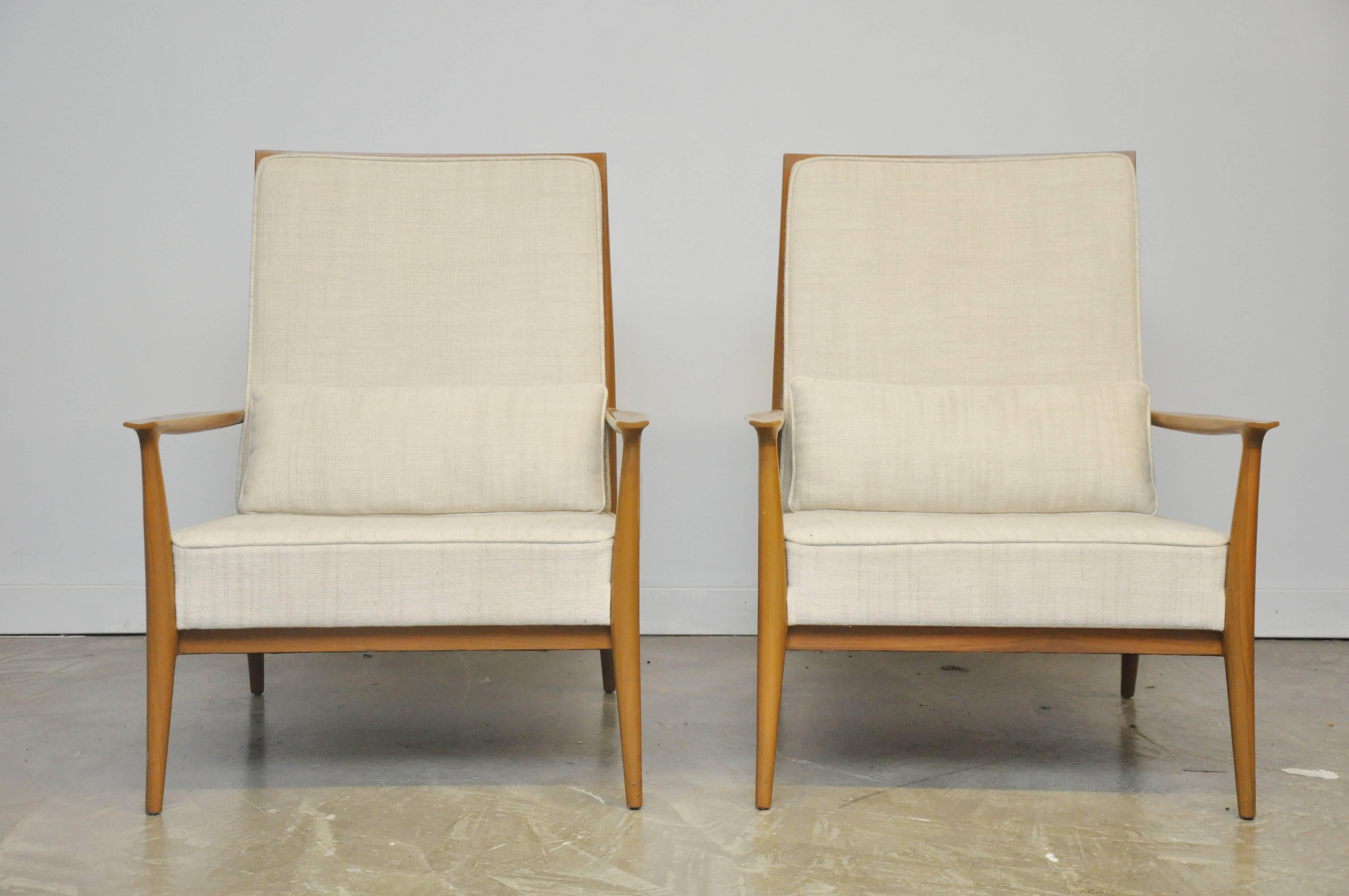 American Paul McCobb for Directional Walnut Frame Lounge Chairs