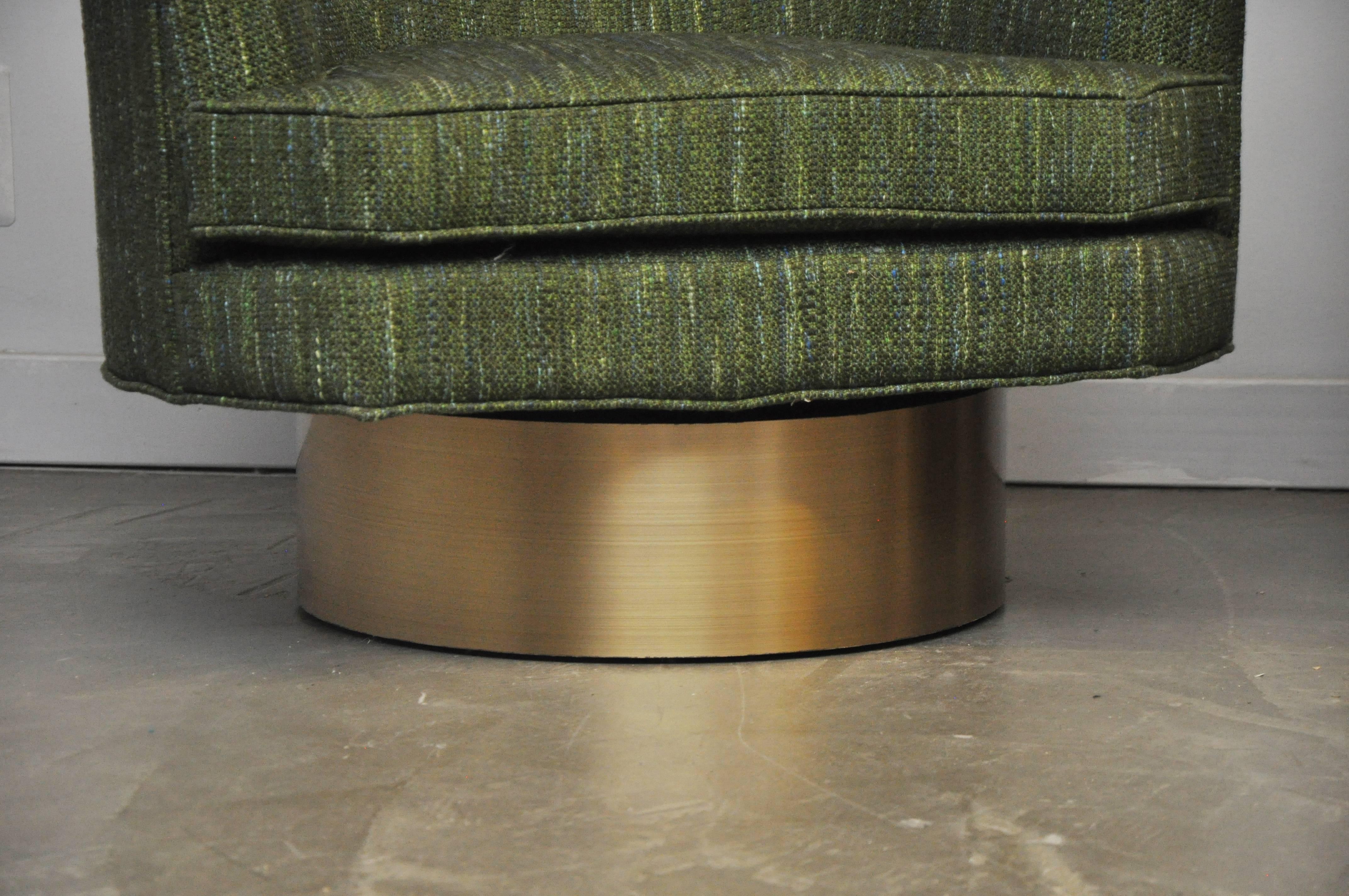Harvey Probber Swivel Chairs on Brushed Brass Bases 1