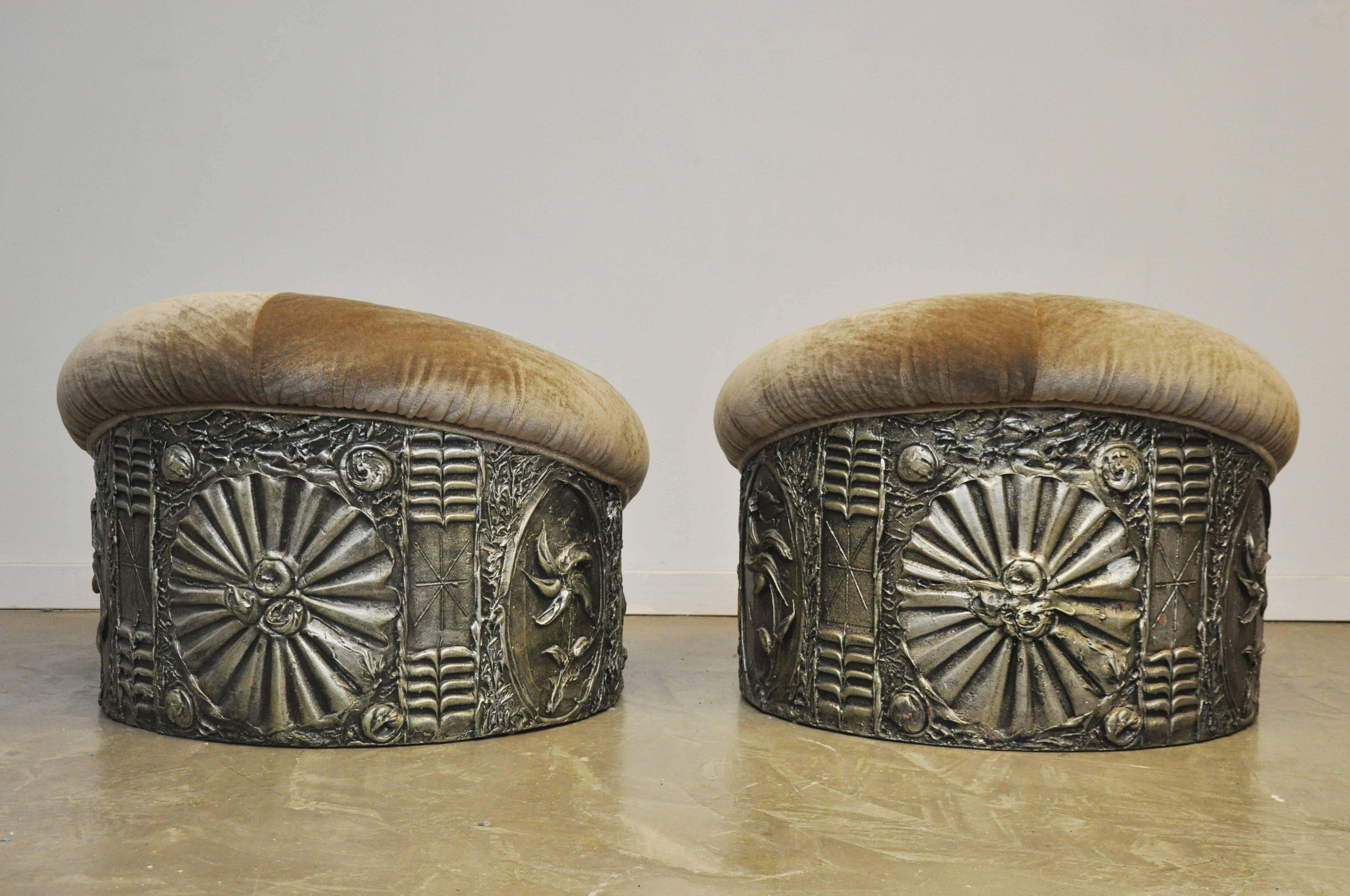 Mid-Century Modern Brutalist Adrian Pearsall Drum Lounge Chairs