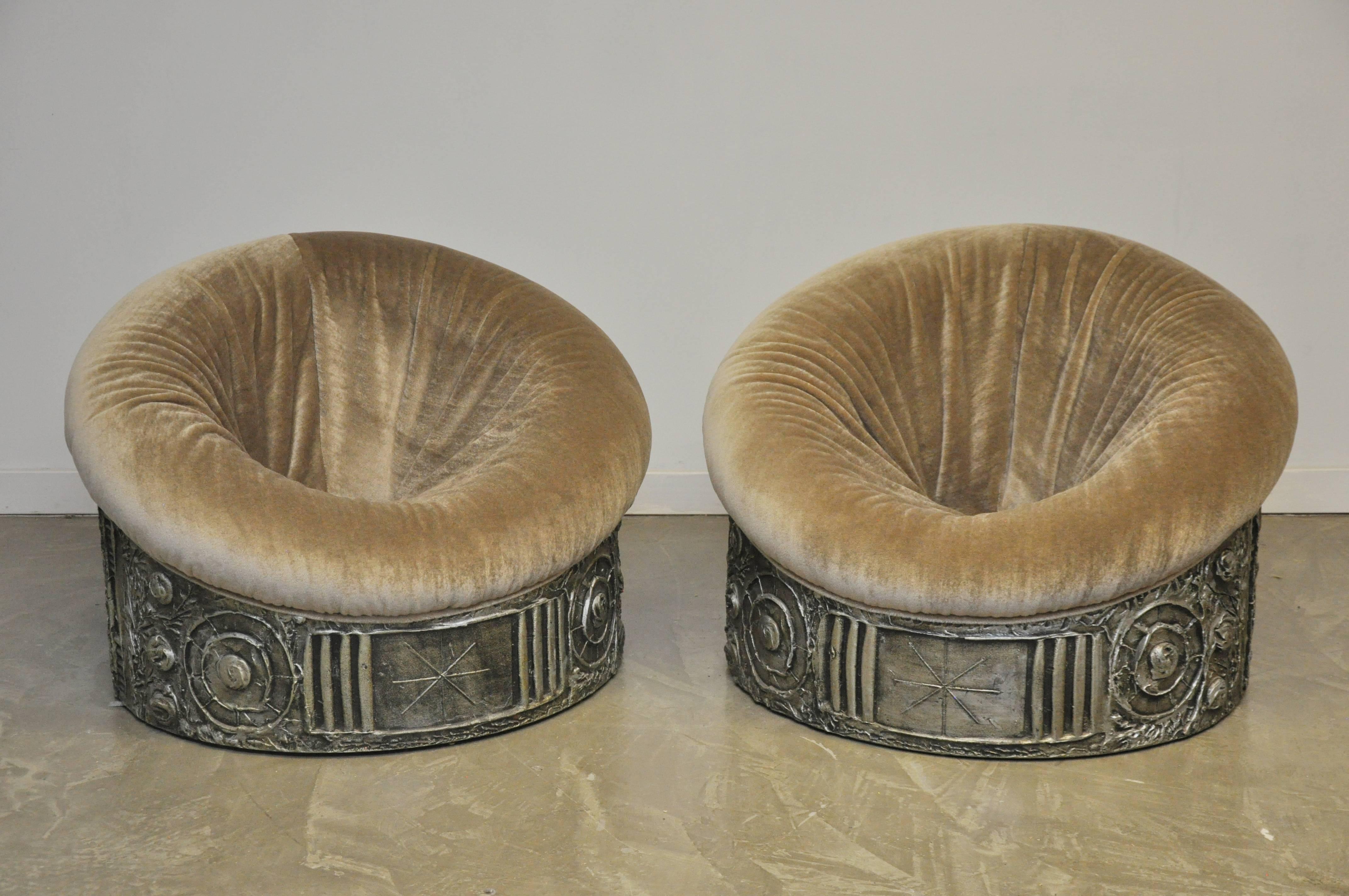 American Brutalist Adrian Pearsall Drum Lounge Chairs