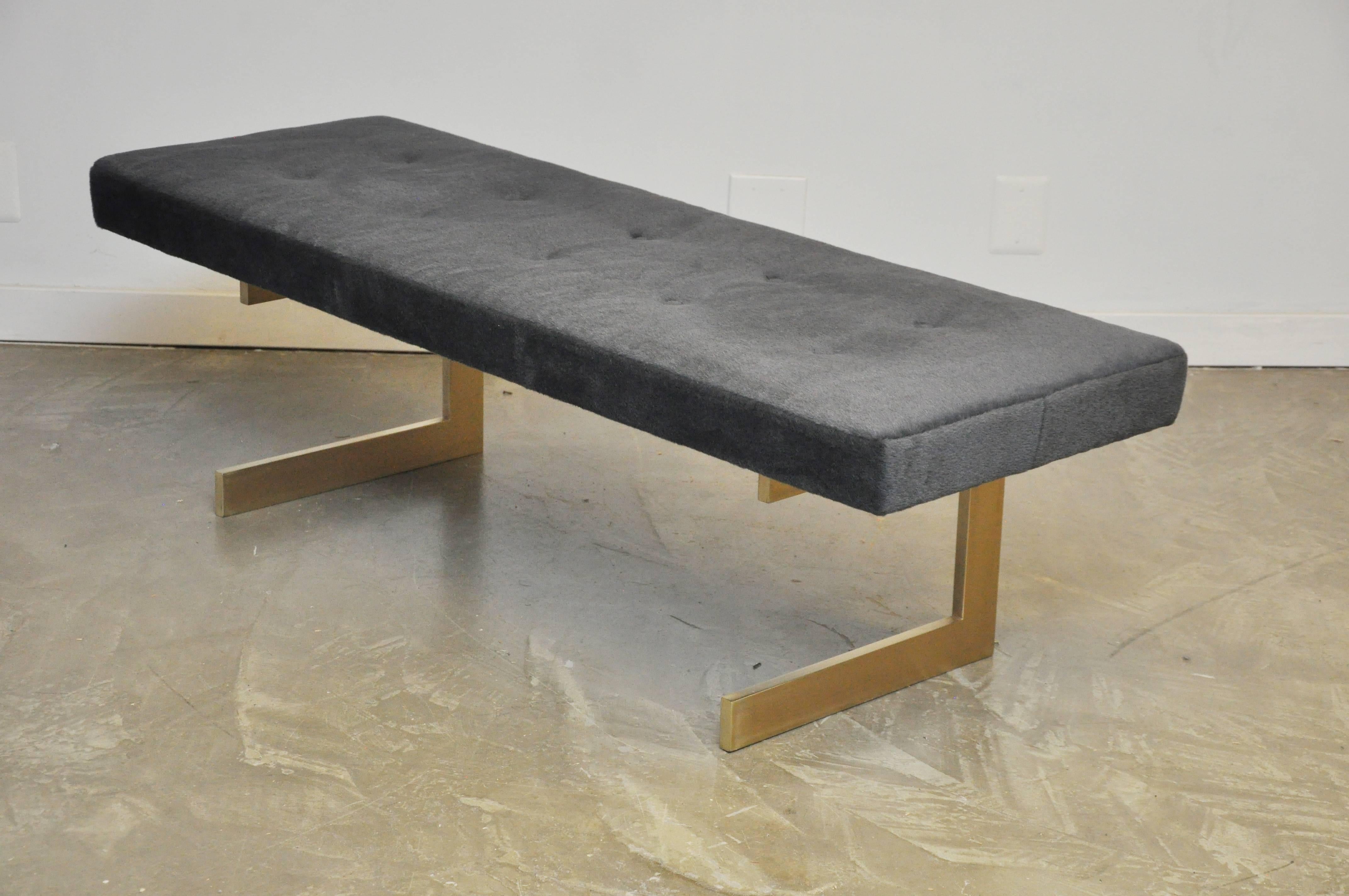 Cantilever Brushed Bronze Base Bench In Excellent Condition In Chicago, IL