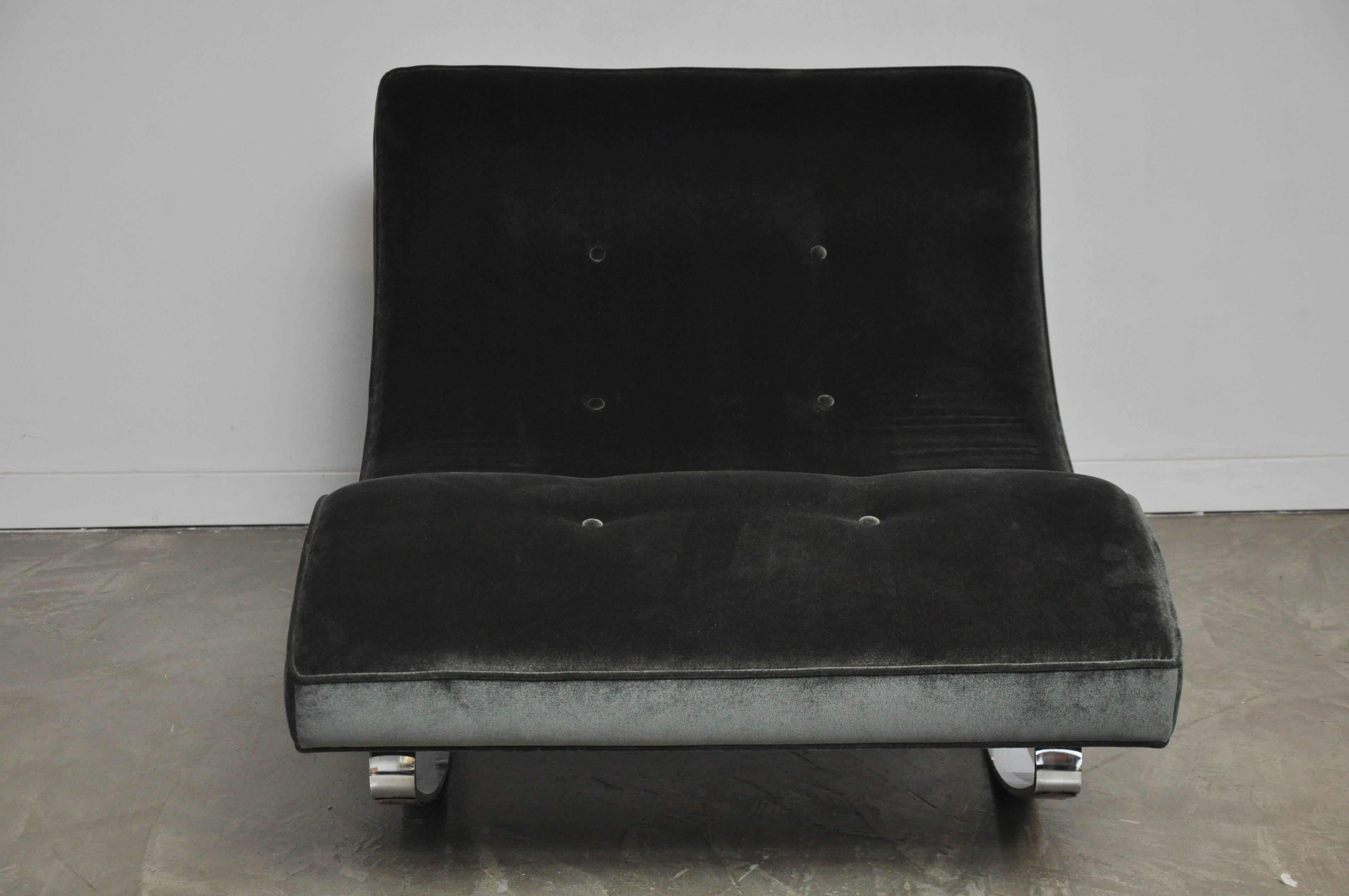 Mid-Century Modern Adrian Pearsall Rocking Chaise Longue with Chrome Base