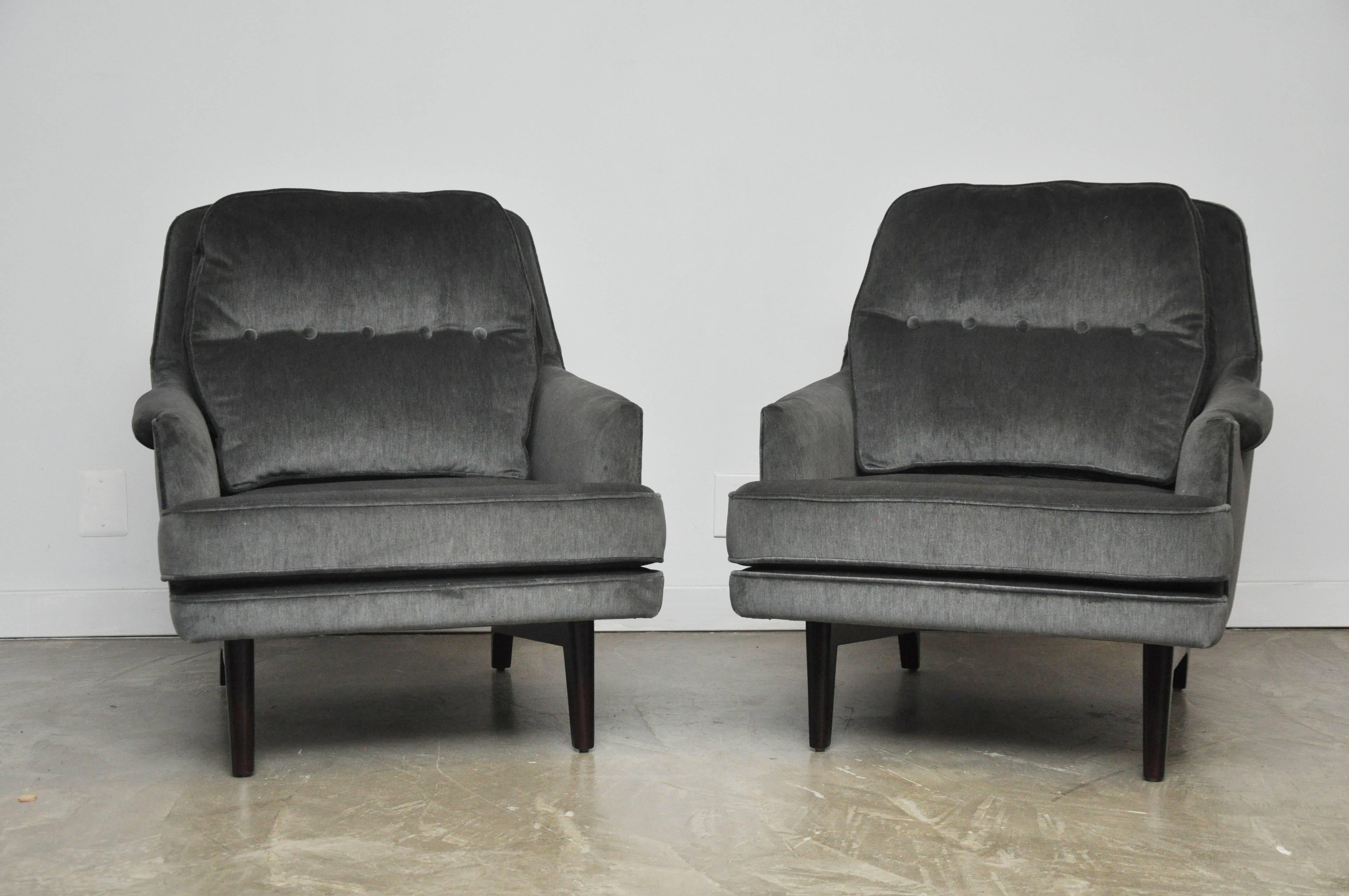 American Dunbar Lounge Chairs in Grey Velvet