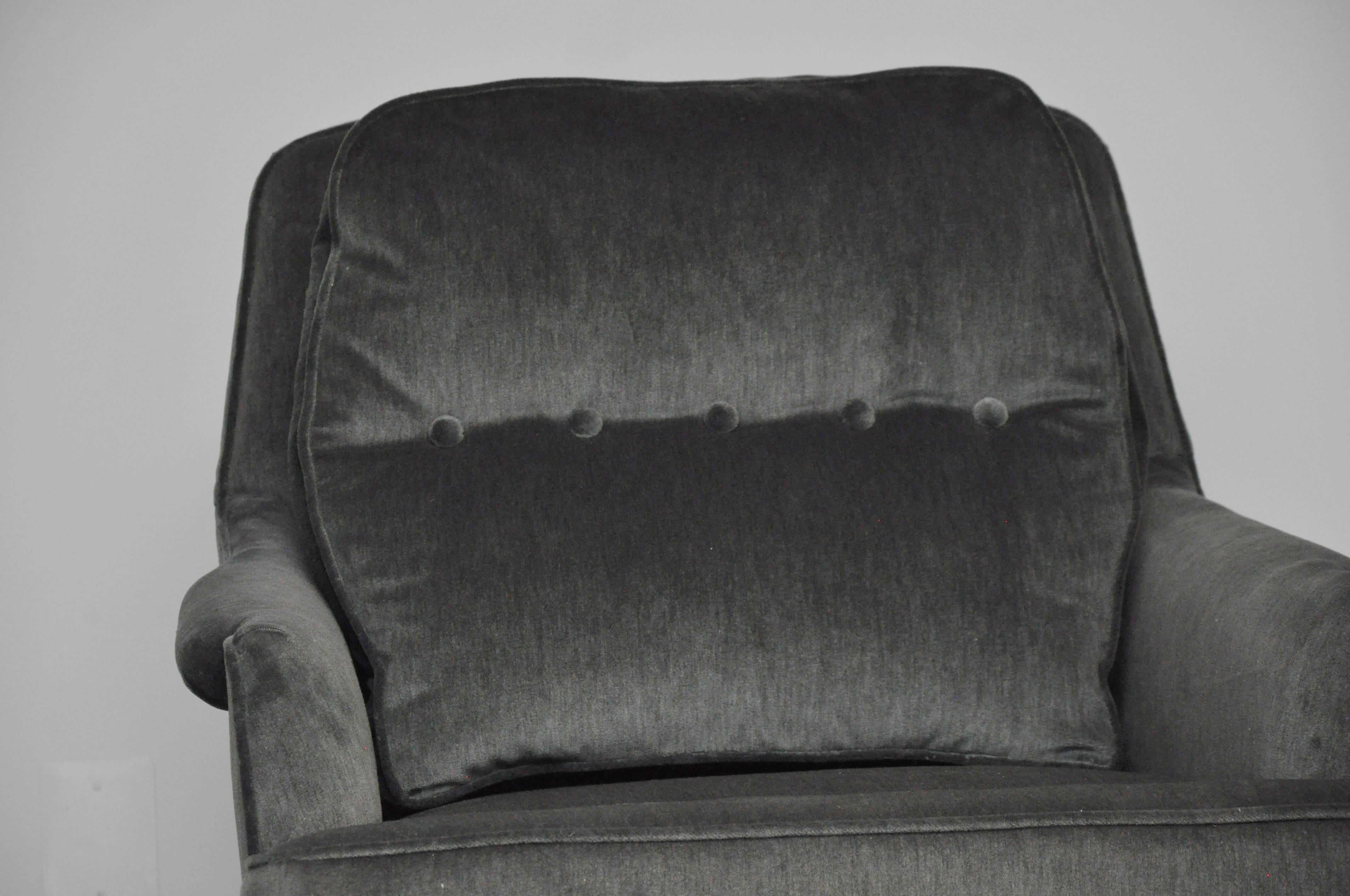 20th Century Dunbar Lounge Chairs in Grey Velvet