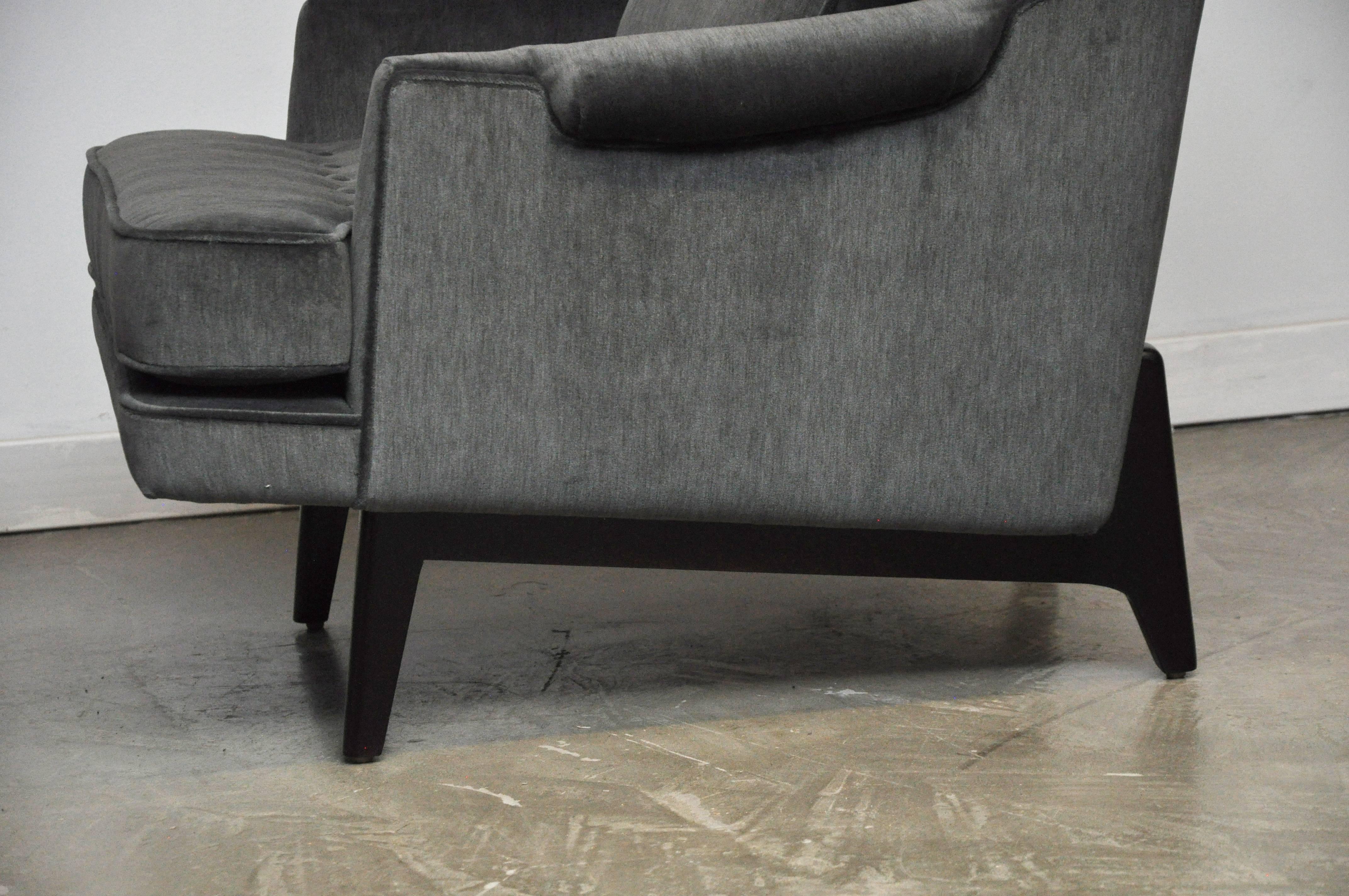 Dunbar Lounge Chairs in Grey Velvet 1