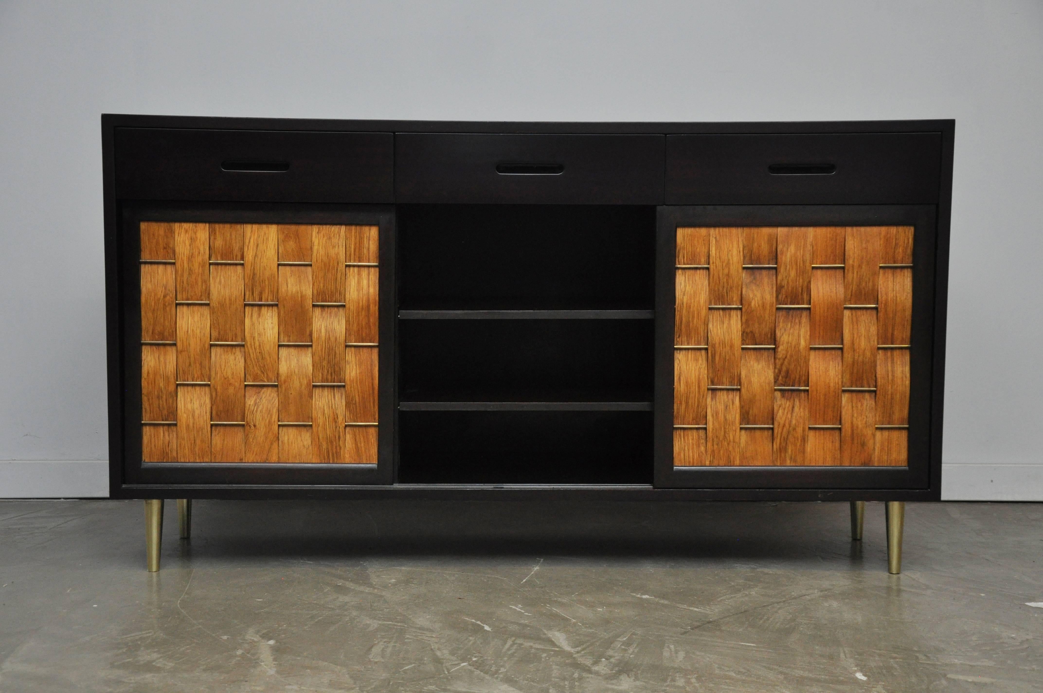 Dunbar Rosewood Woven Front Sideboard by Edward Wormley In Excellent Condition In Chicago, IL