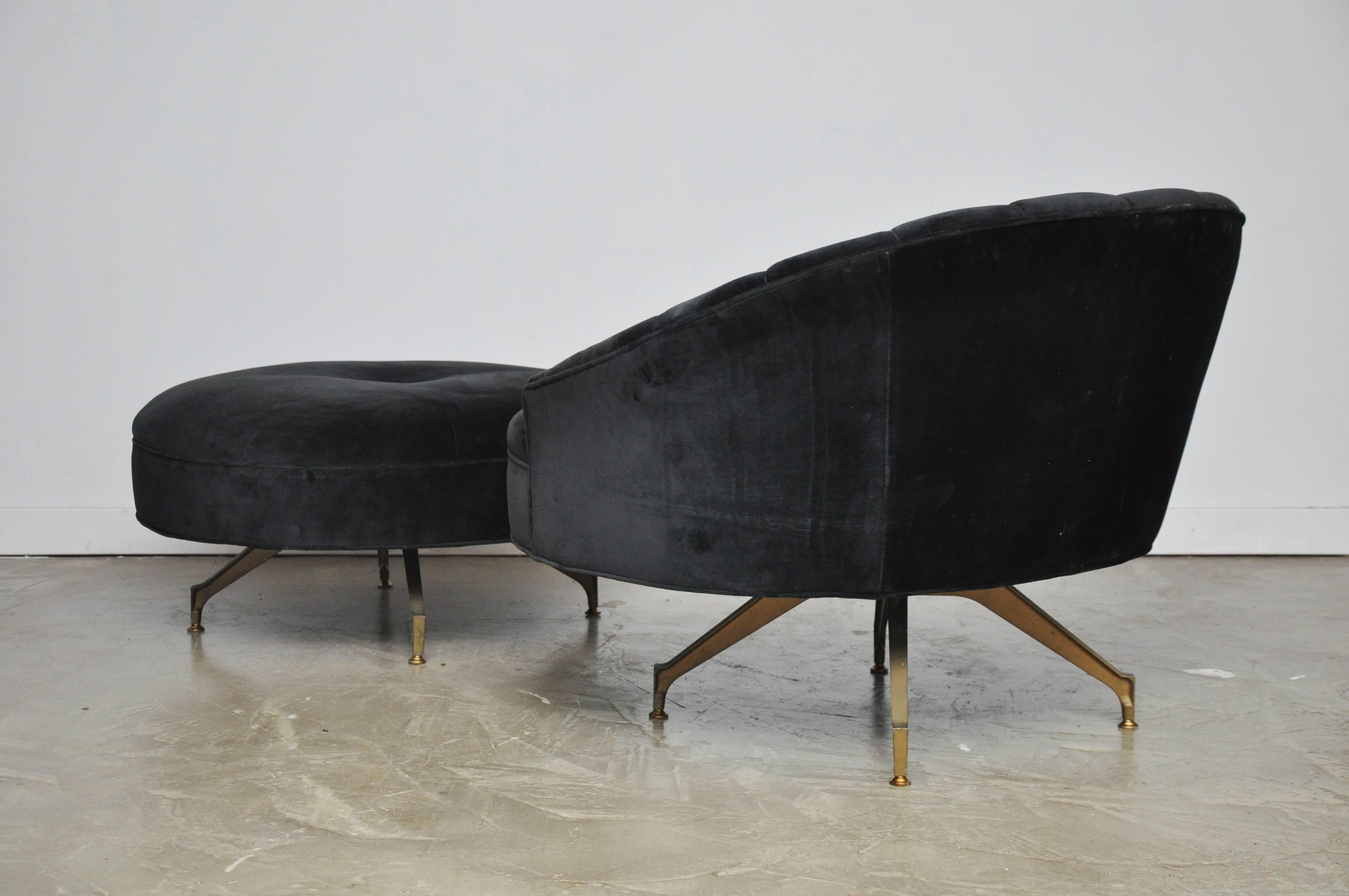 Mid-Century Modern Sculptural Form Lounge Chair with Ottoman