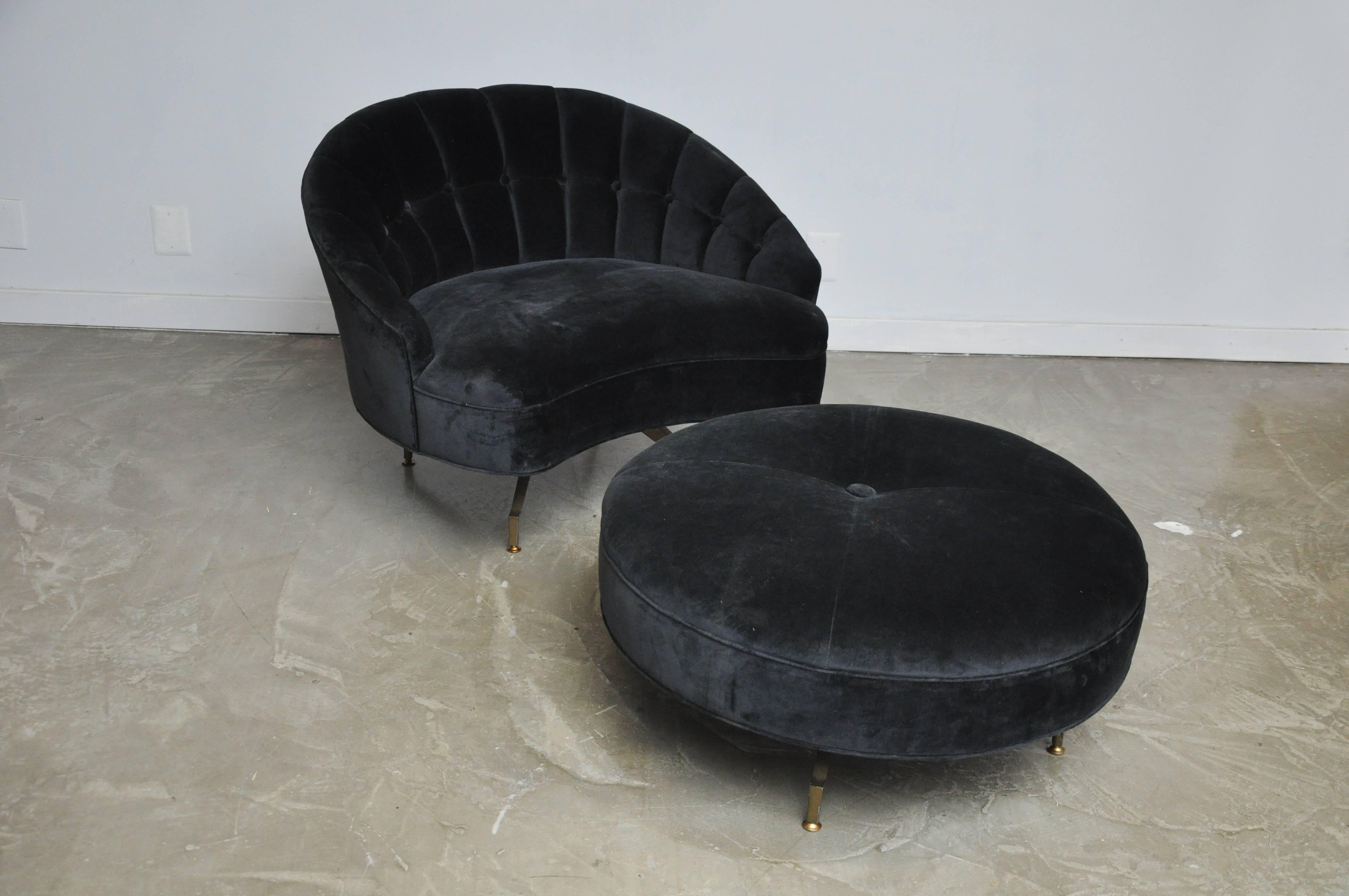 20th Century Sculptural Form Lounge Chair with Ottoman