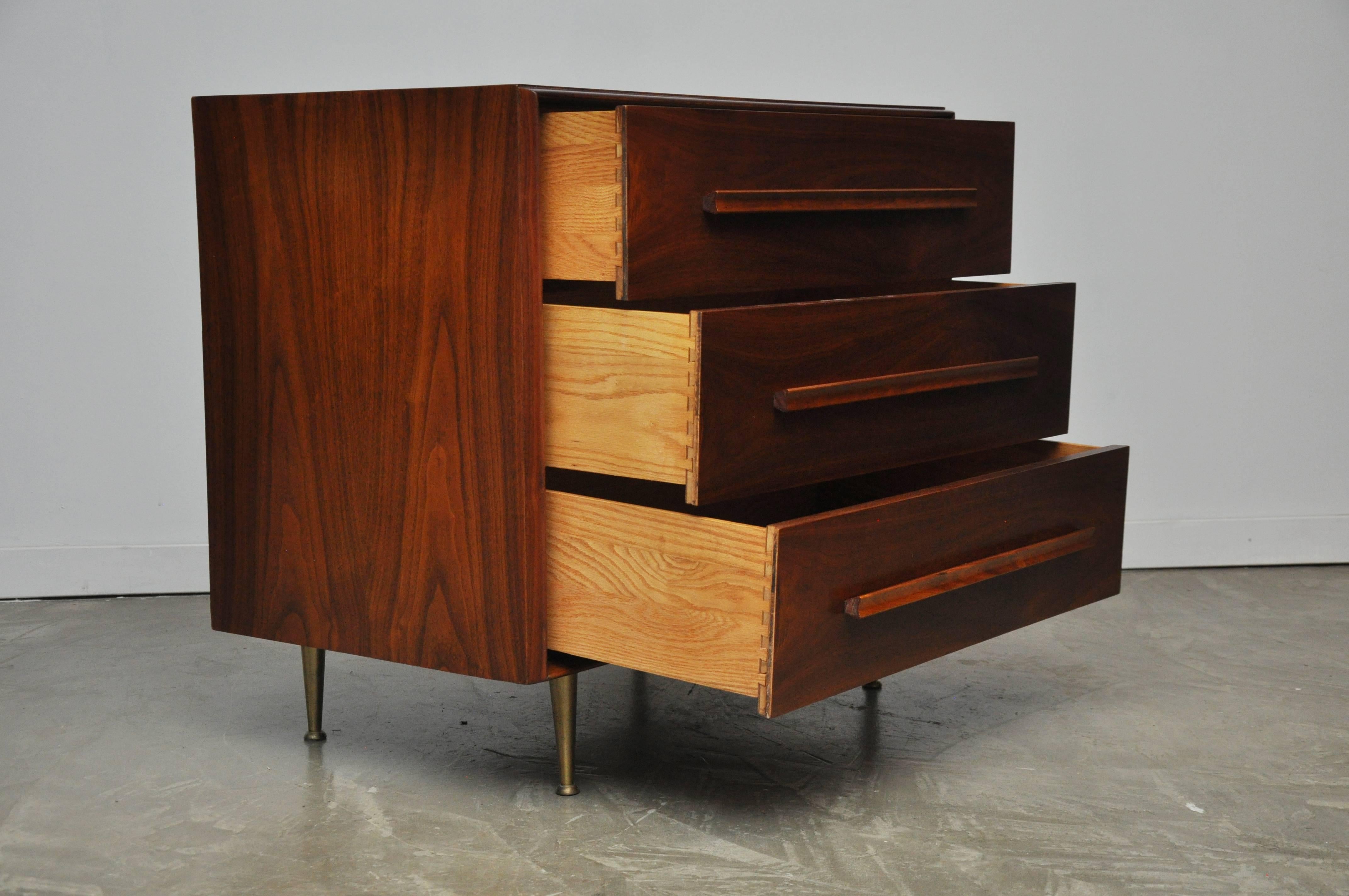 Mid-Century Modern T.H. Robsjohn-Gibbings Chests with Brass Legs