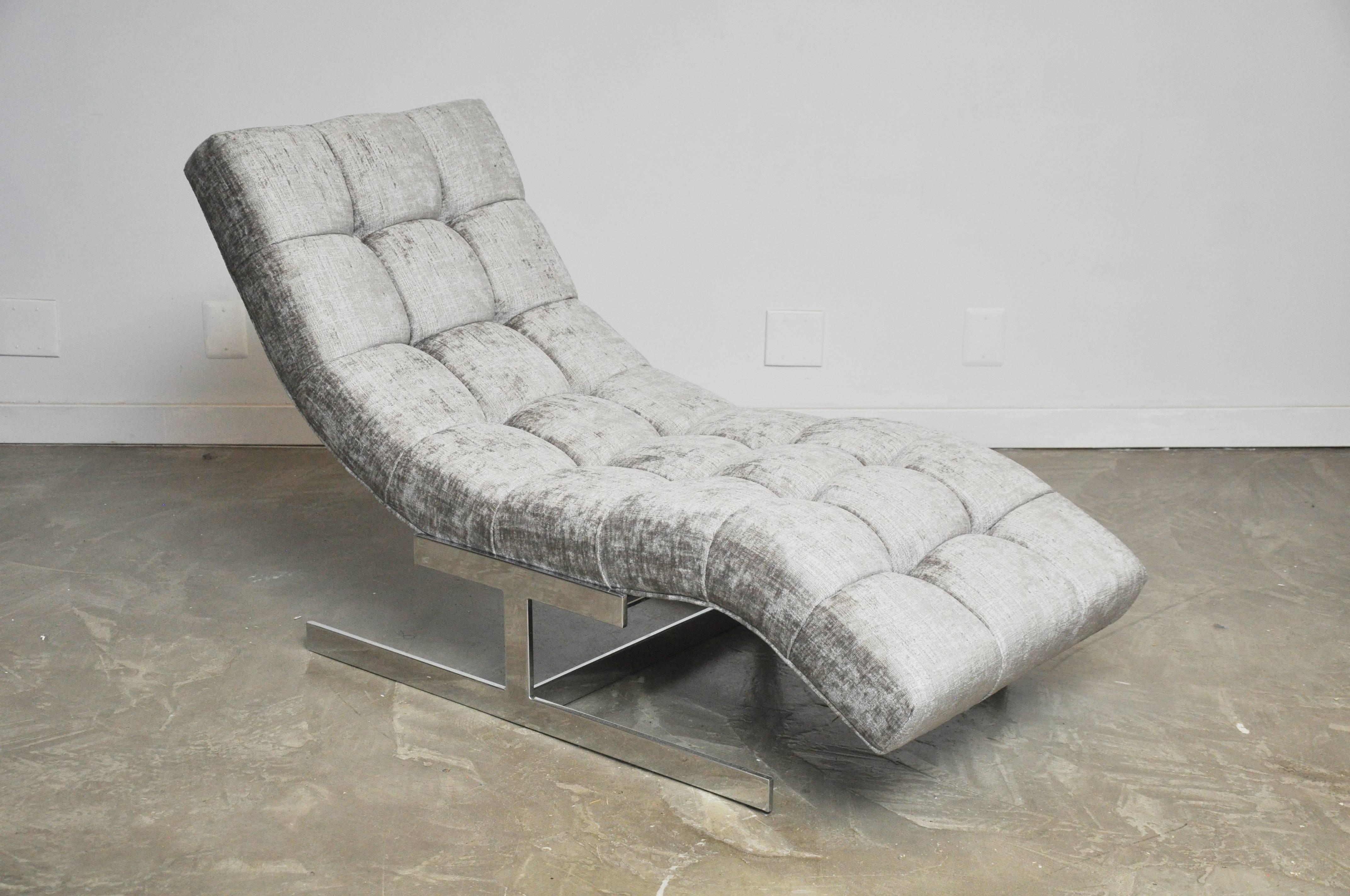 Velvet Milo Baughman Wave Chaise