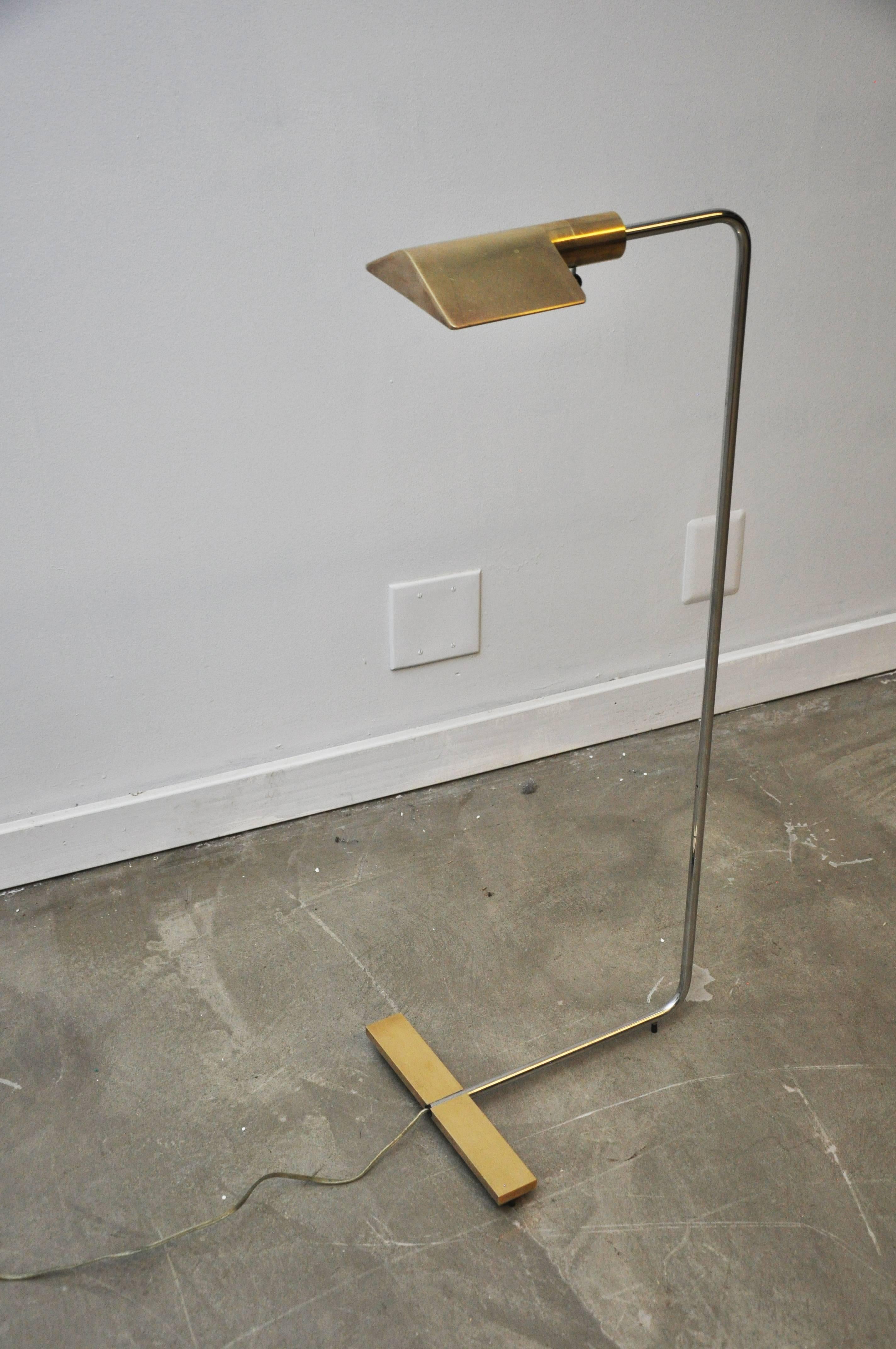 Mid-Century Modern Cedric Hartman Brass and Chrome Floor Lamp