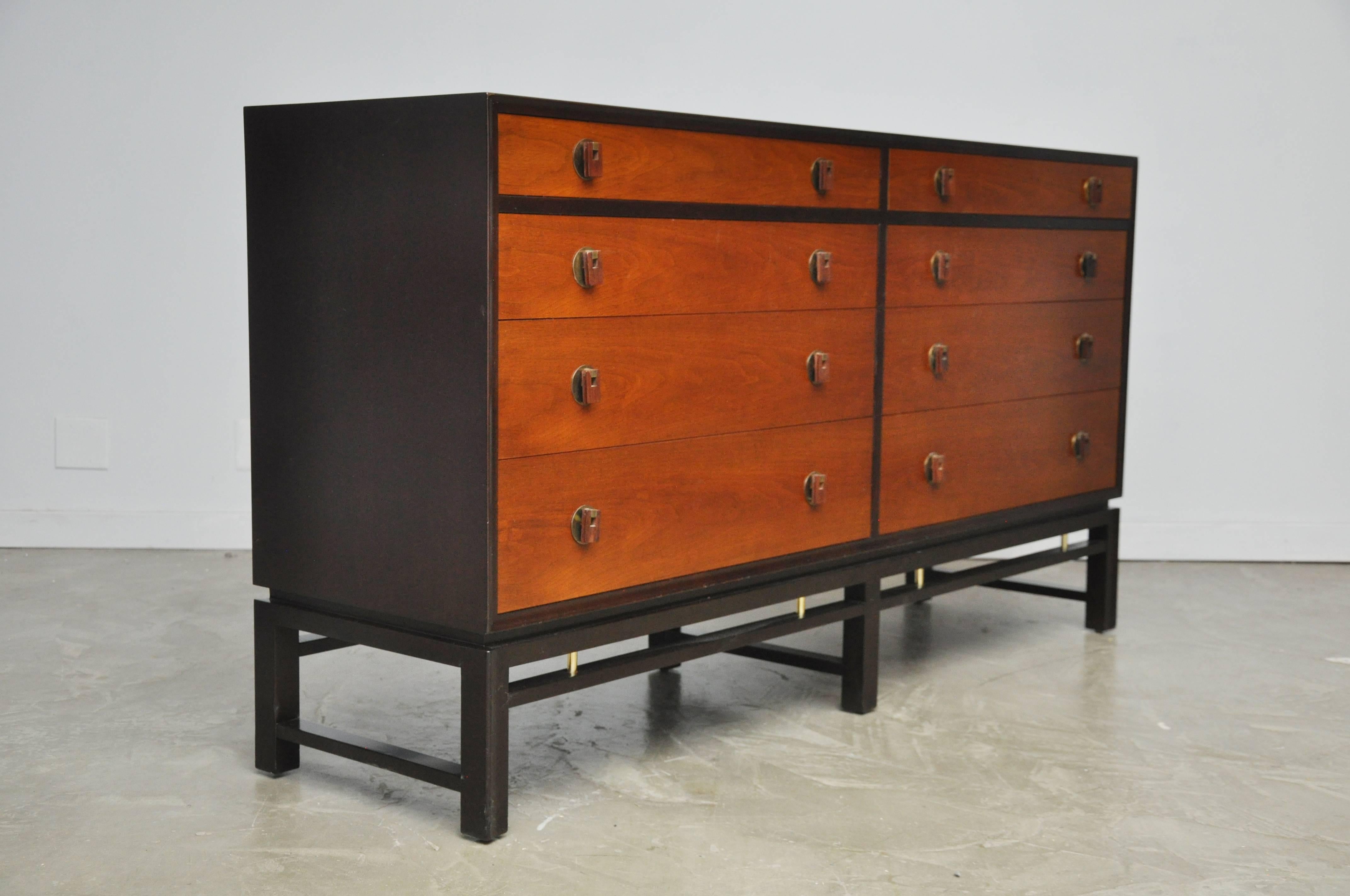 Mid-Century Modern Dunbar Dresser by Edward Wormley with Brass and Rosewood Pulls