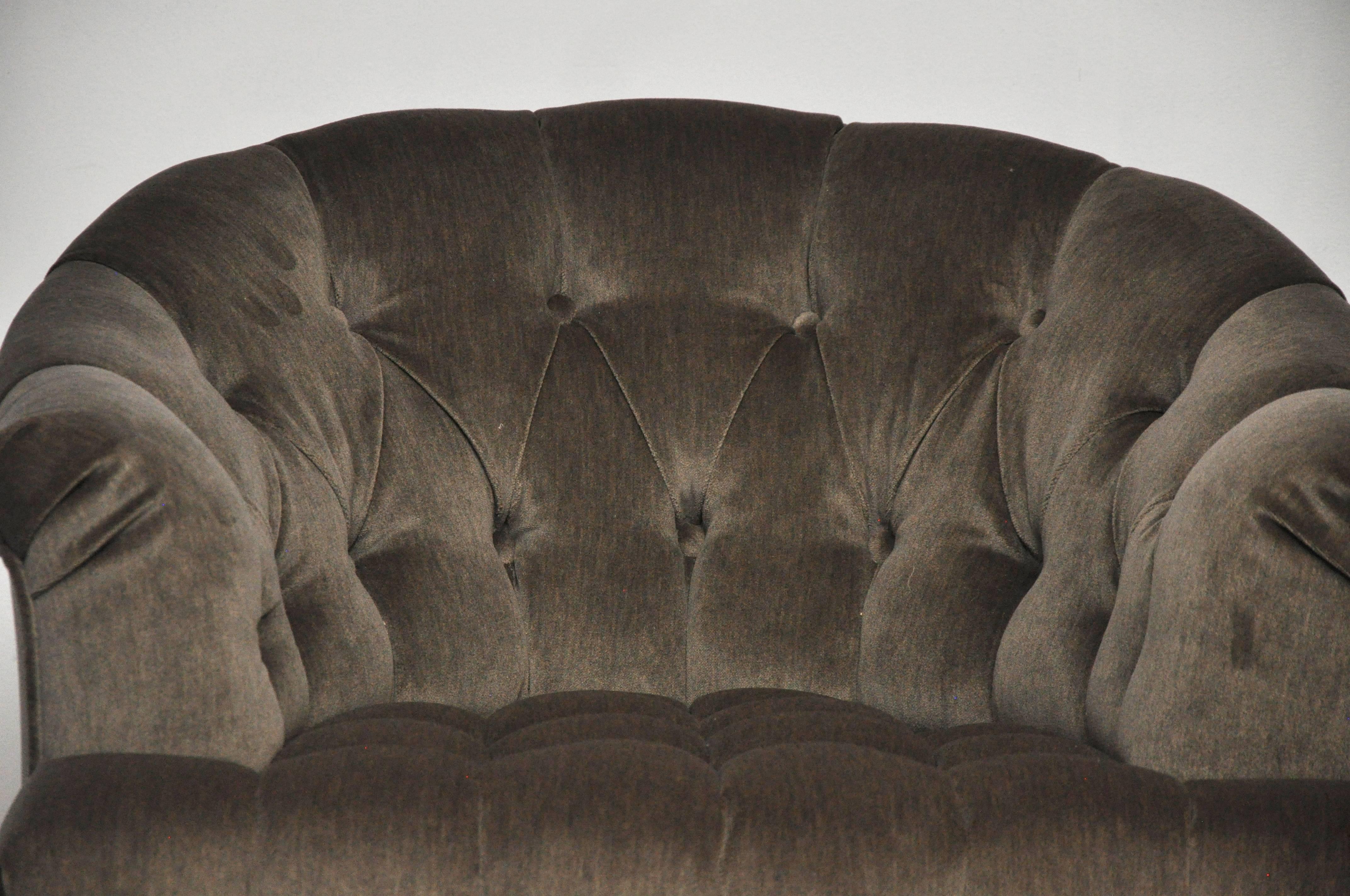 20th Century Dunbar Tufted Swivel Lounge Chairs, Edward Wormley