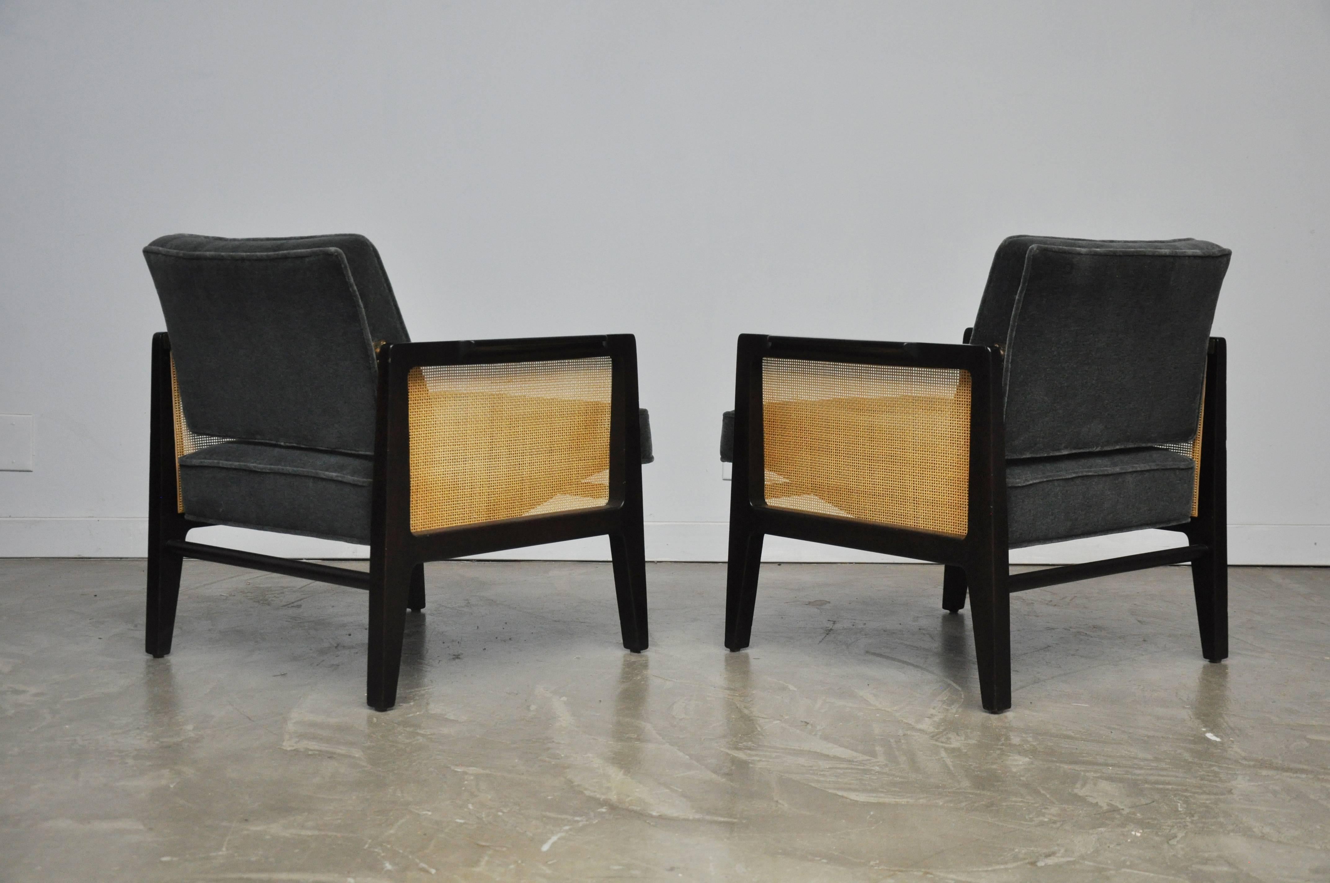 20th Century Edward Wormley Cane Side Lounge Chairs for Dunbar