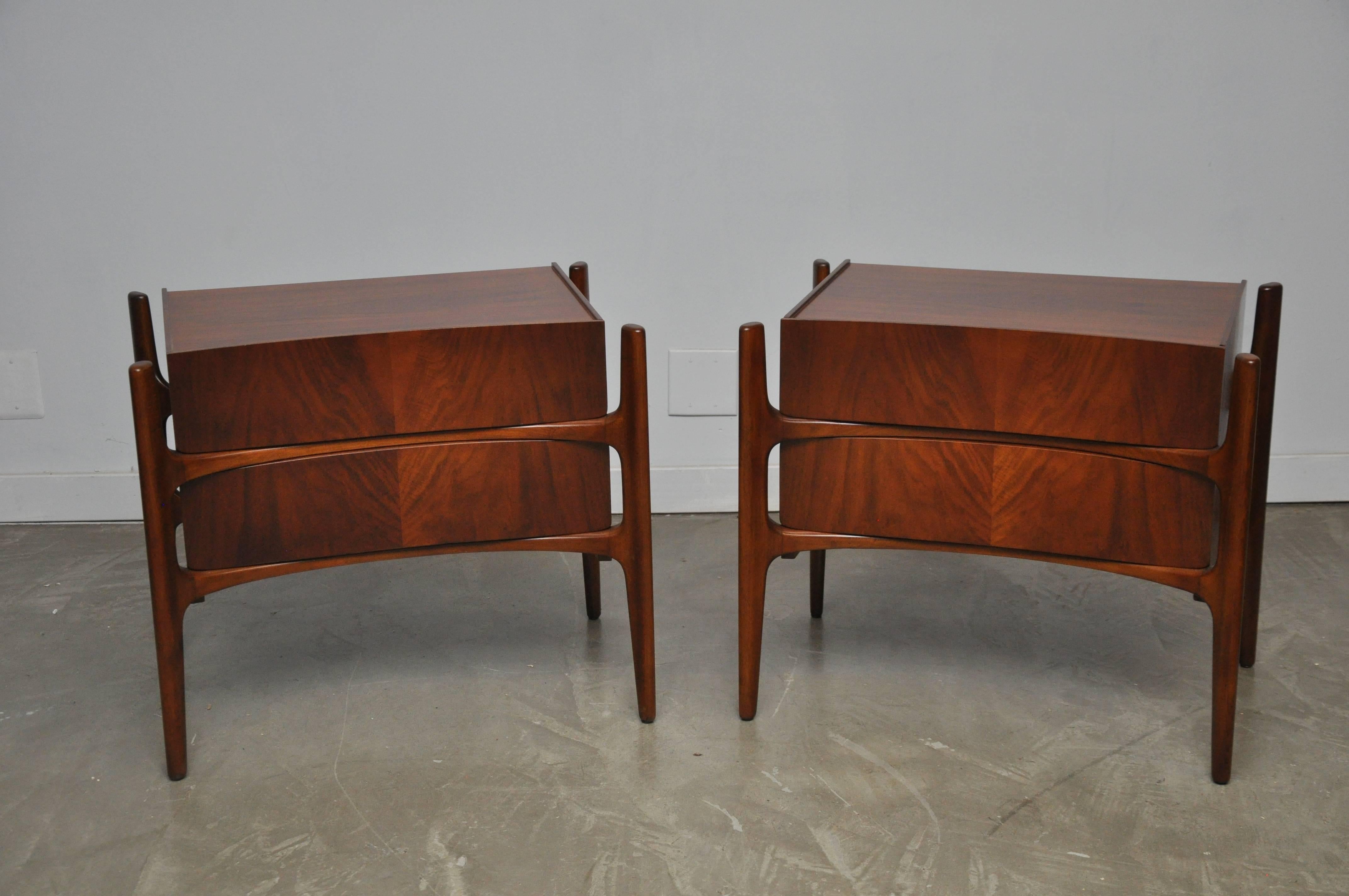 Swedish William Hinn Walnut Nightstands