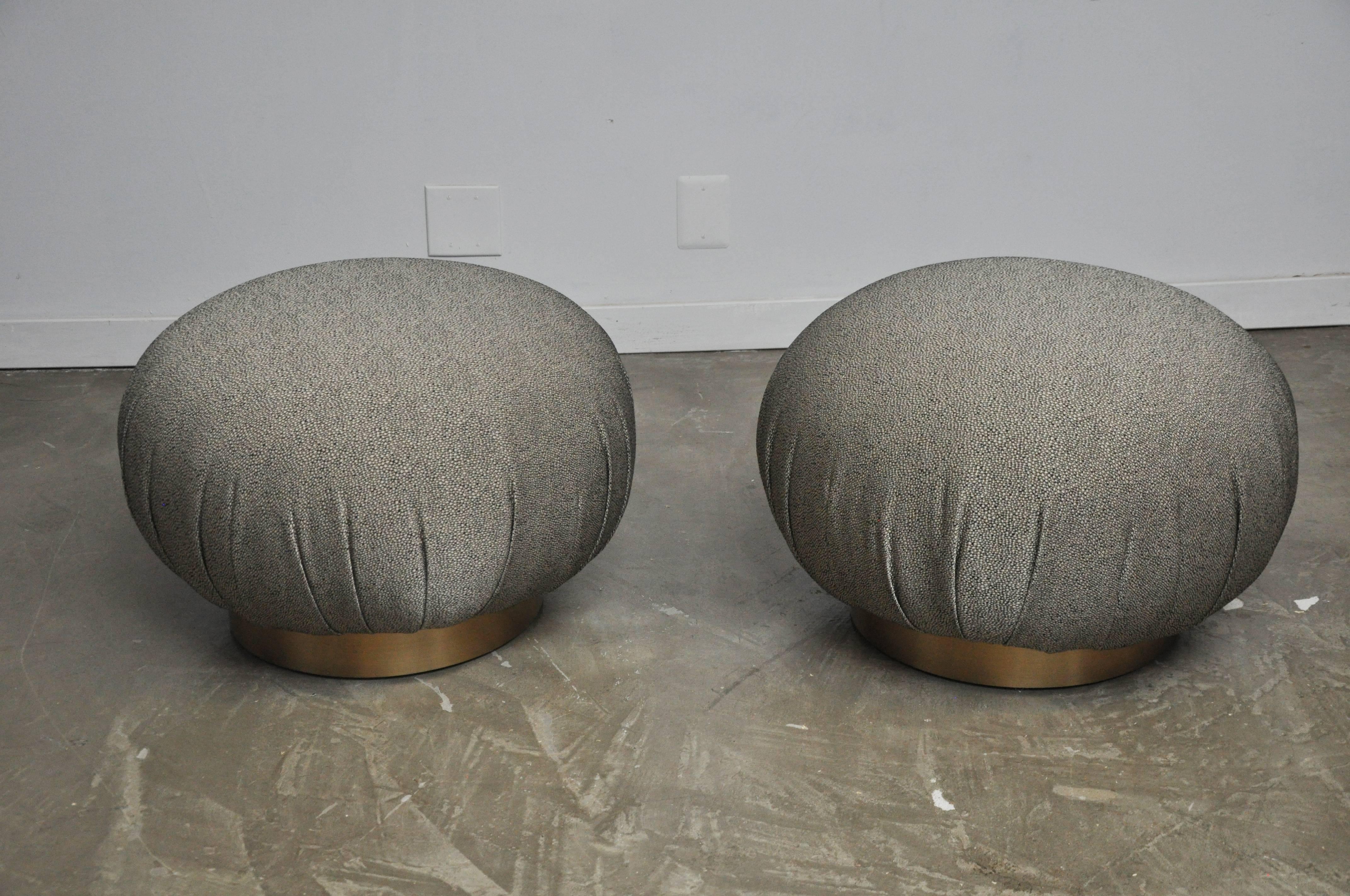 We are proud to offer this beautiful pair of swivel stools by Adrian Pearsall for Comfort Design. Fully restored. Newly upholstered over bronze bases.