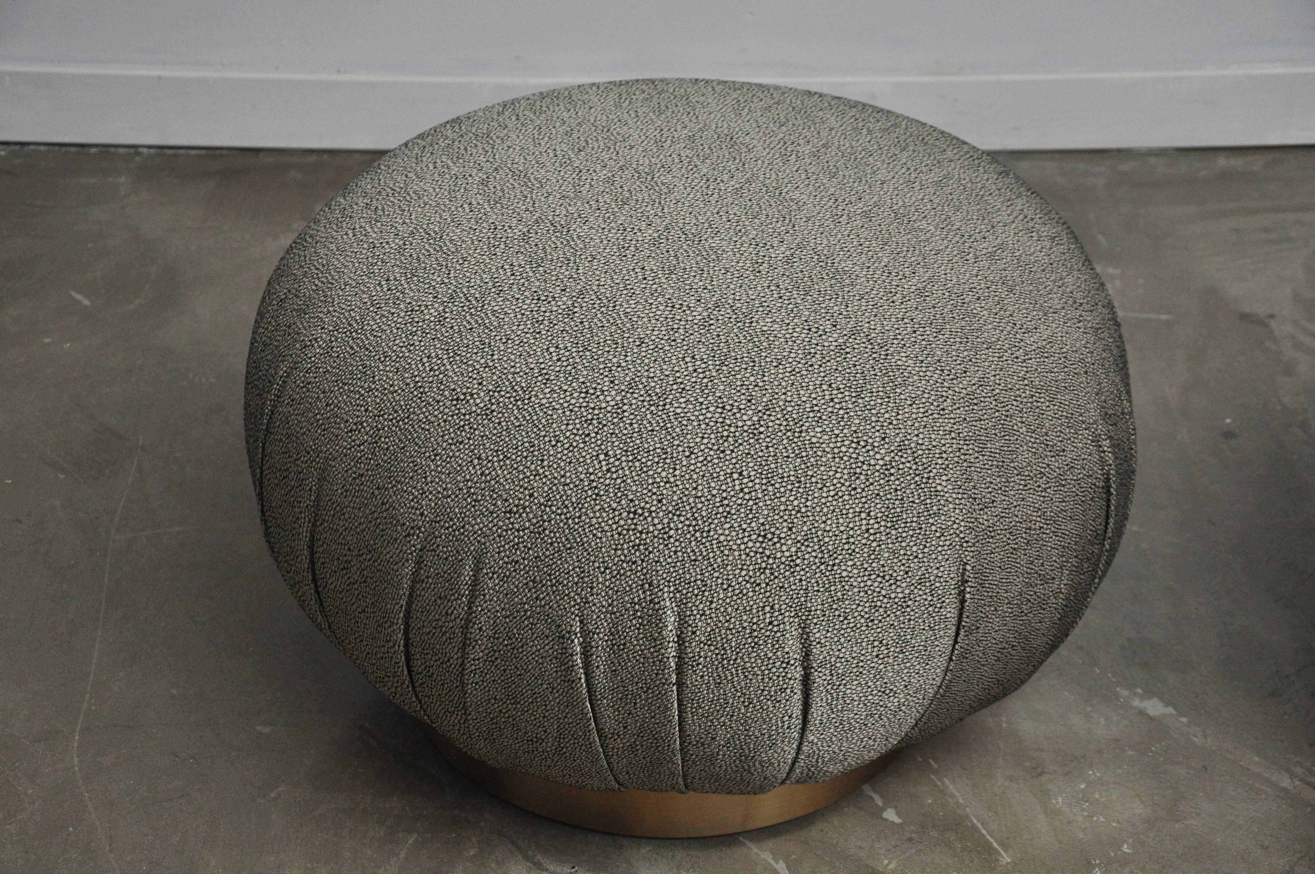 Mid-Century Modern Pair of Adrian Pearsall Swivel Pouf Ottomans on Bronze Bases