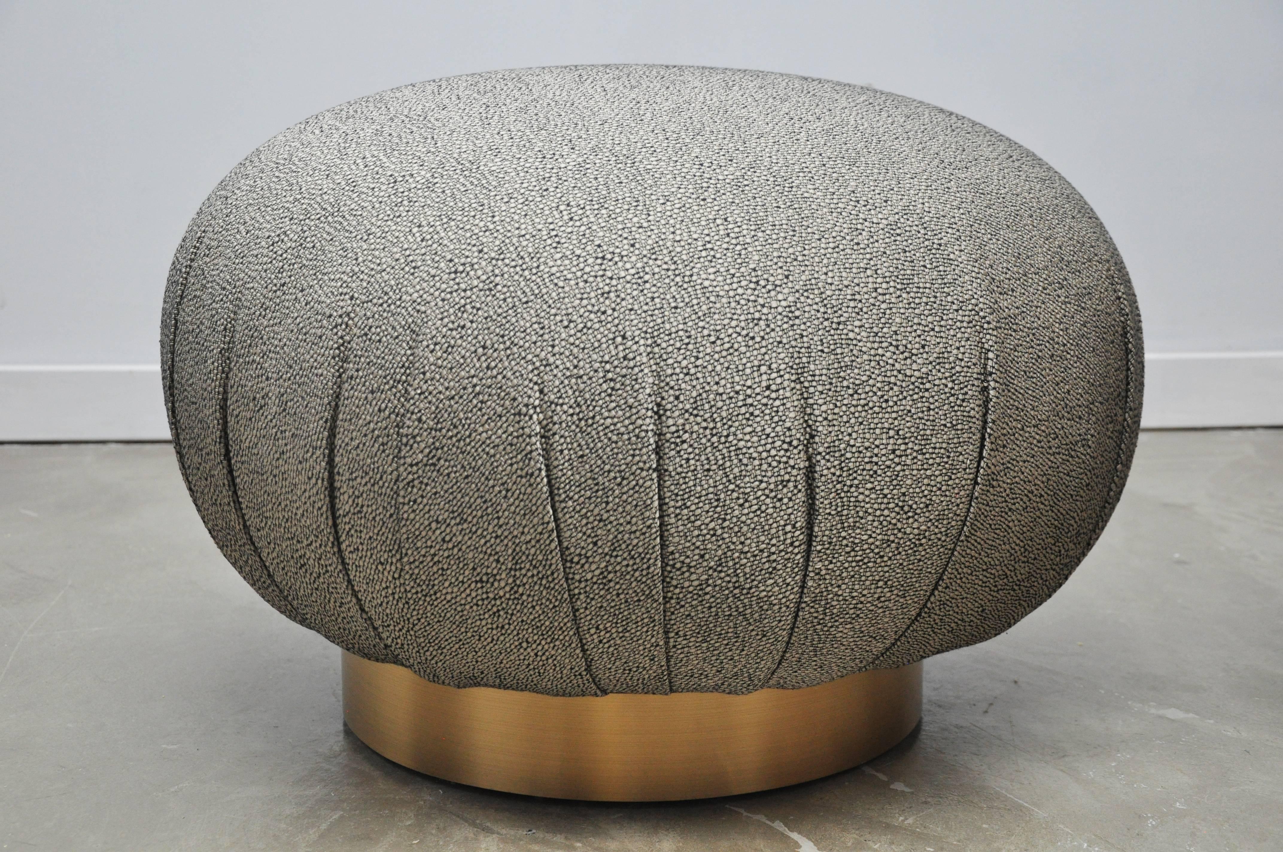American Pair of Adrian Pearsall Swivel Pouf Ottomans on Bronze Bases