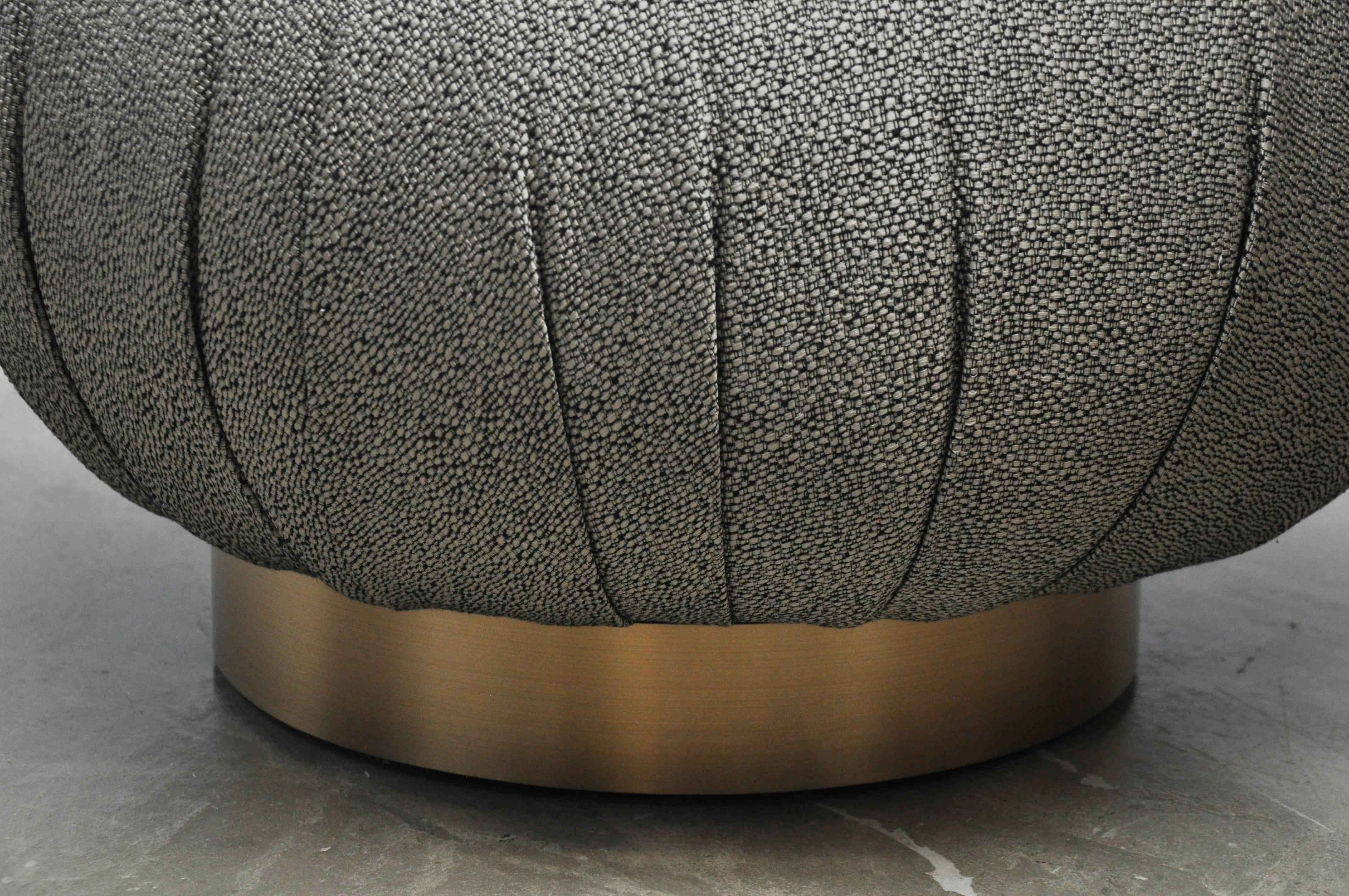 Pair of Adrian Pearsall Swivel Pouf Ottomans on Bronze Bases In Excellent Condition In Chicago, IL