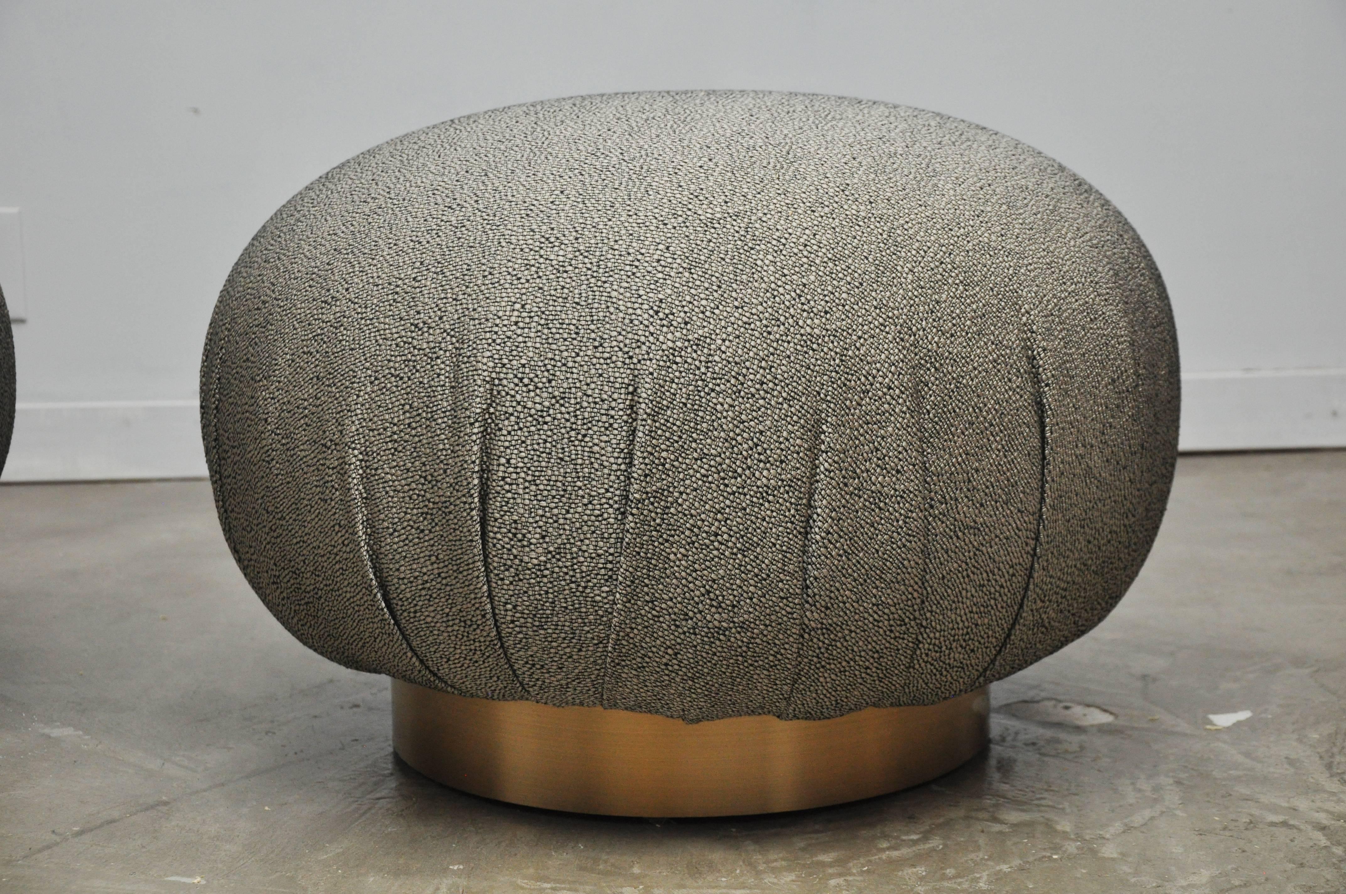 Pair of Adrian Pearsall Swivel Pouf Ottomans on Bronze Bases 1