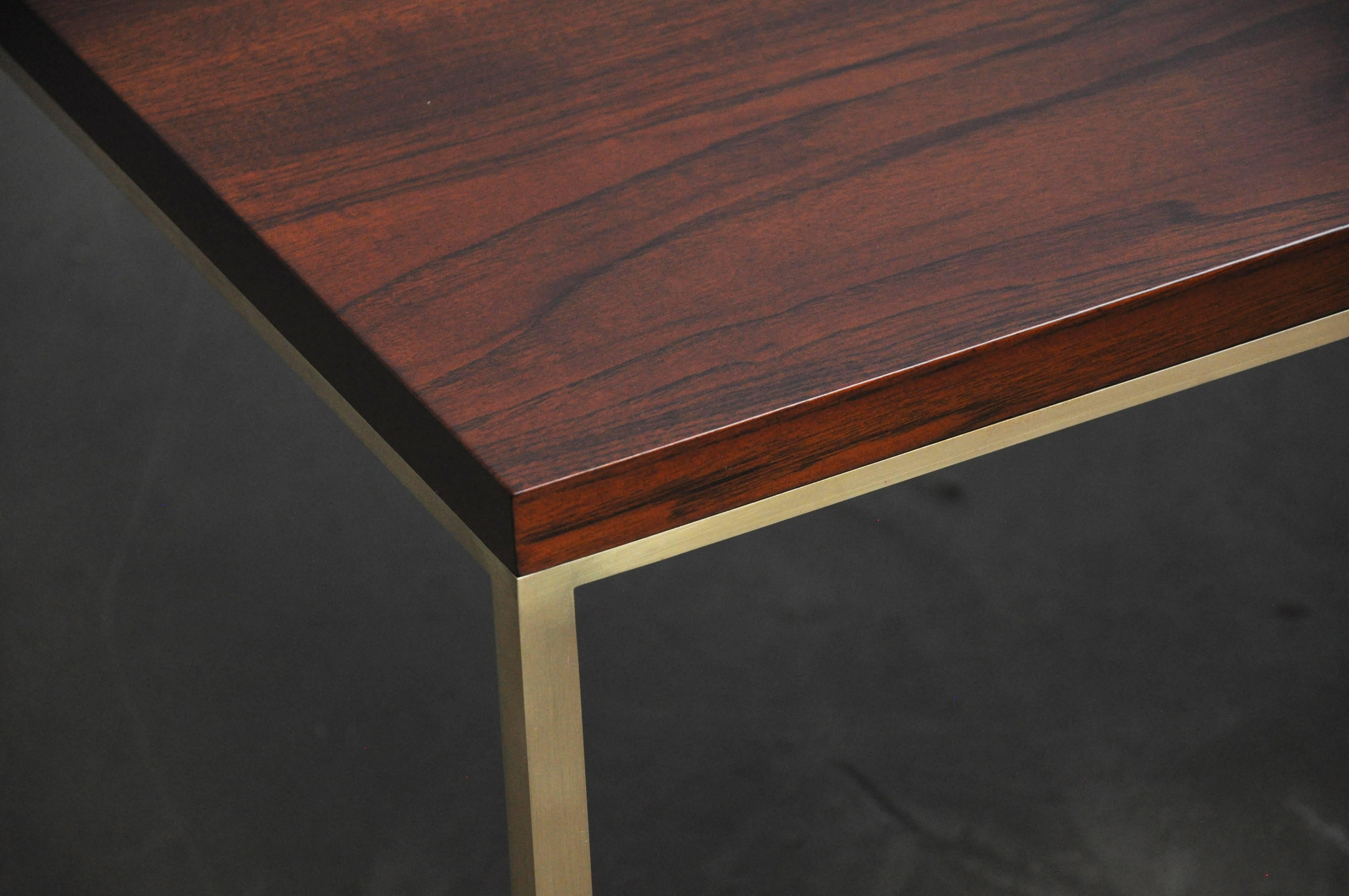 American Harvey Probber Walnut and Brass Coffee Table