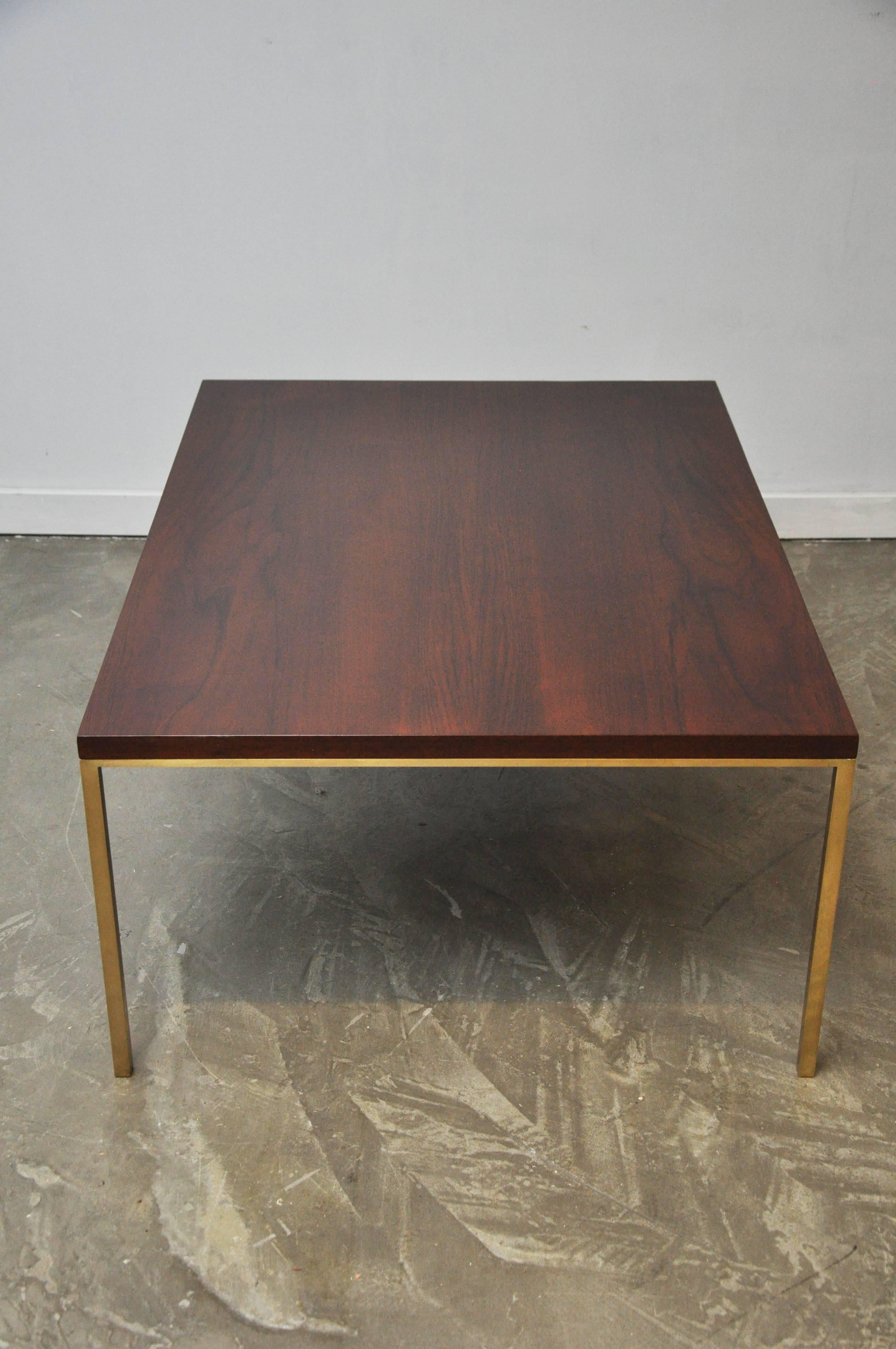 Harvey Probber Walnut and Brass Coffee Table In Excellent Condition In Chicago, IL