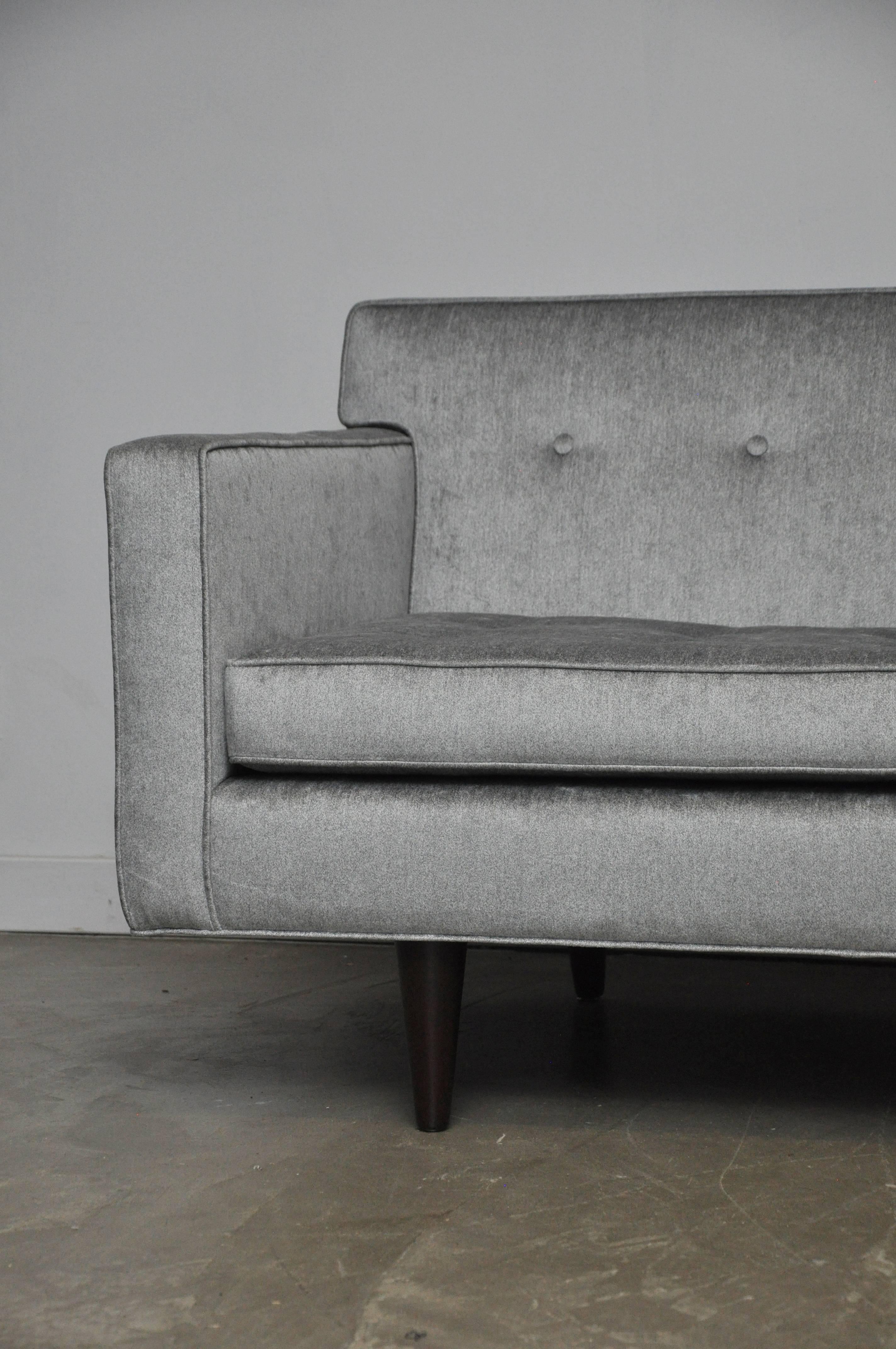 American Dunbar Sofa by Edward Wormley in Gray Velvet