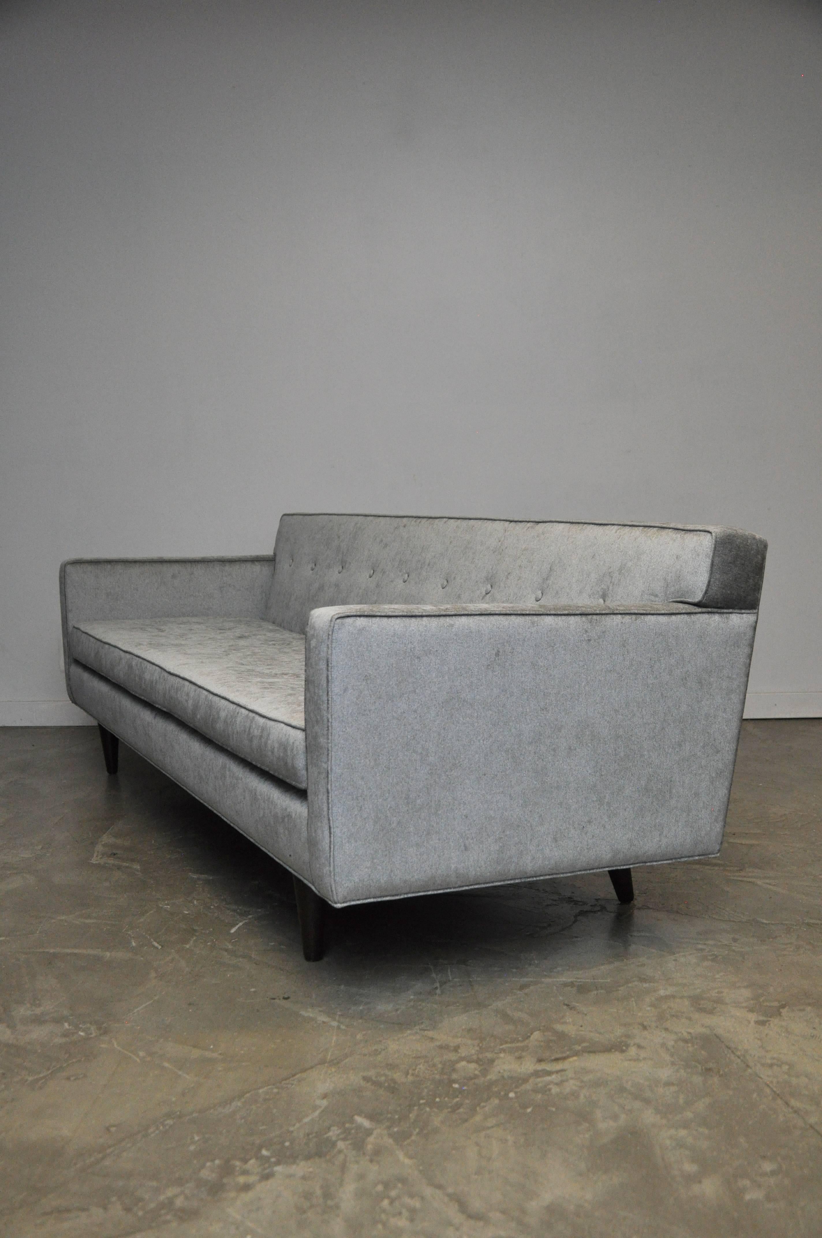 Dunbar Sofa by Edward Wormley in Gray Velvet In Excellent Condition In Chicago, IL