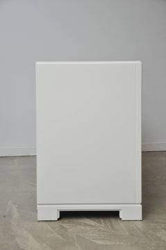 Kittinger "Greek Key Chests" in White Lacquer with Brass-Clad Drawer Fronts