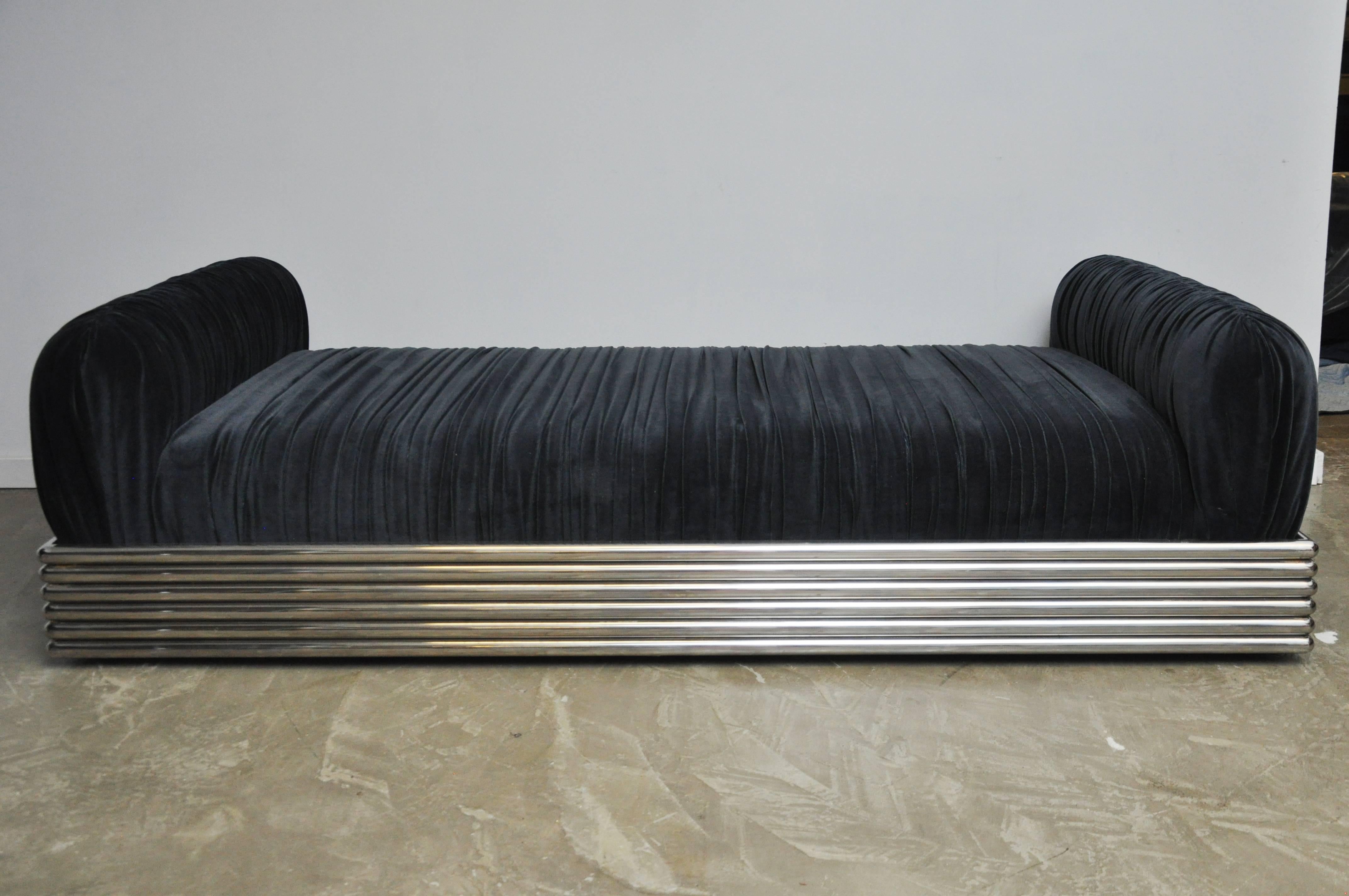 This iconic daybed called RADIATOR was designed by Stanley Jay Friedman approx., in the late 70's - early 80's . The RADIATOR bed was produced in regular bed sizes, but this daybed shown is a special custom beautifully executed size. Fully restored