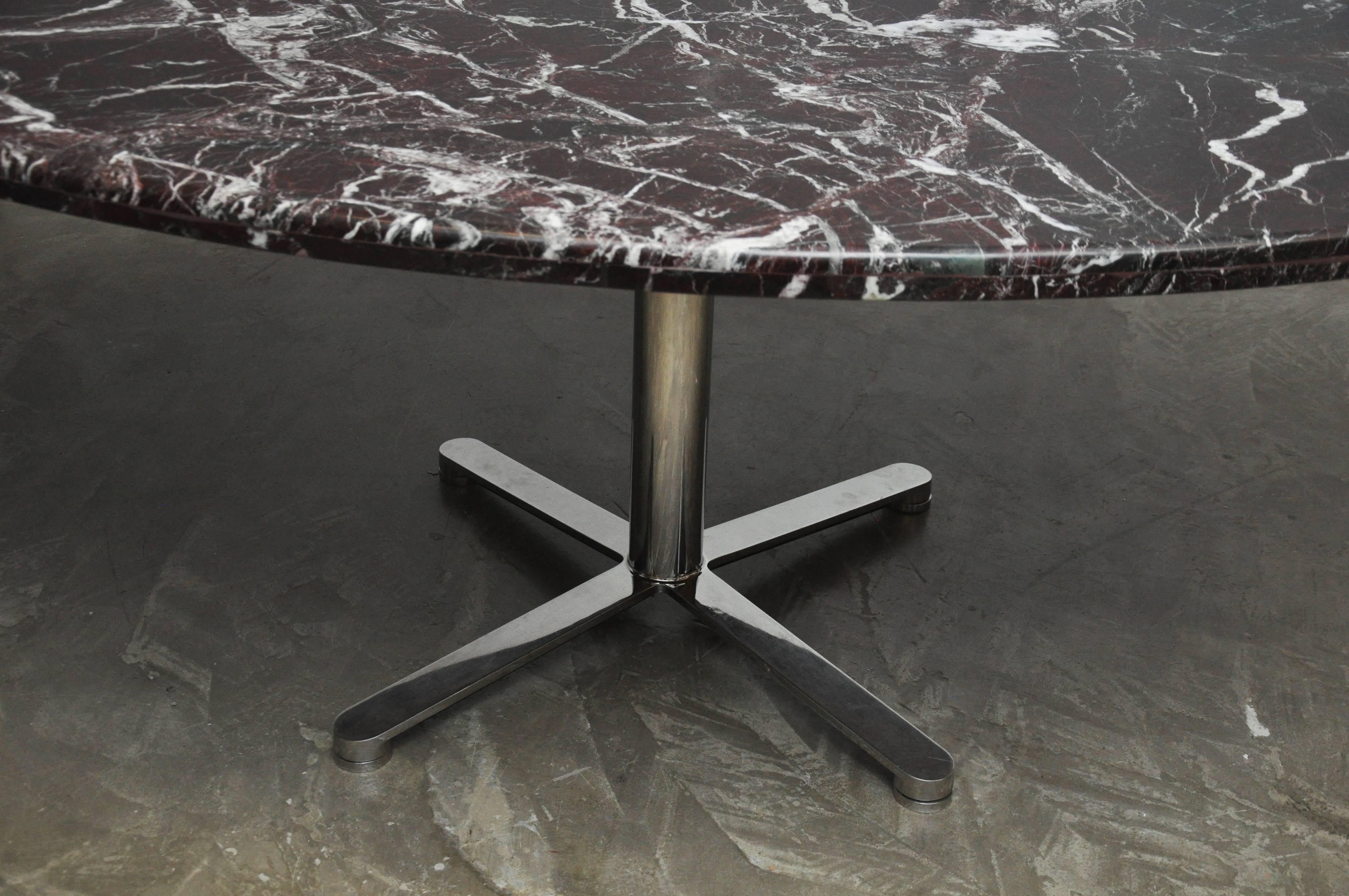 Mid-Century Modern Nicos Zographos Marble and Stainless Steel Dining Table