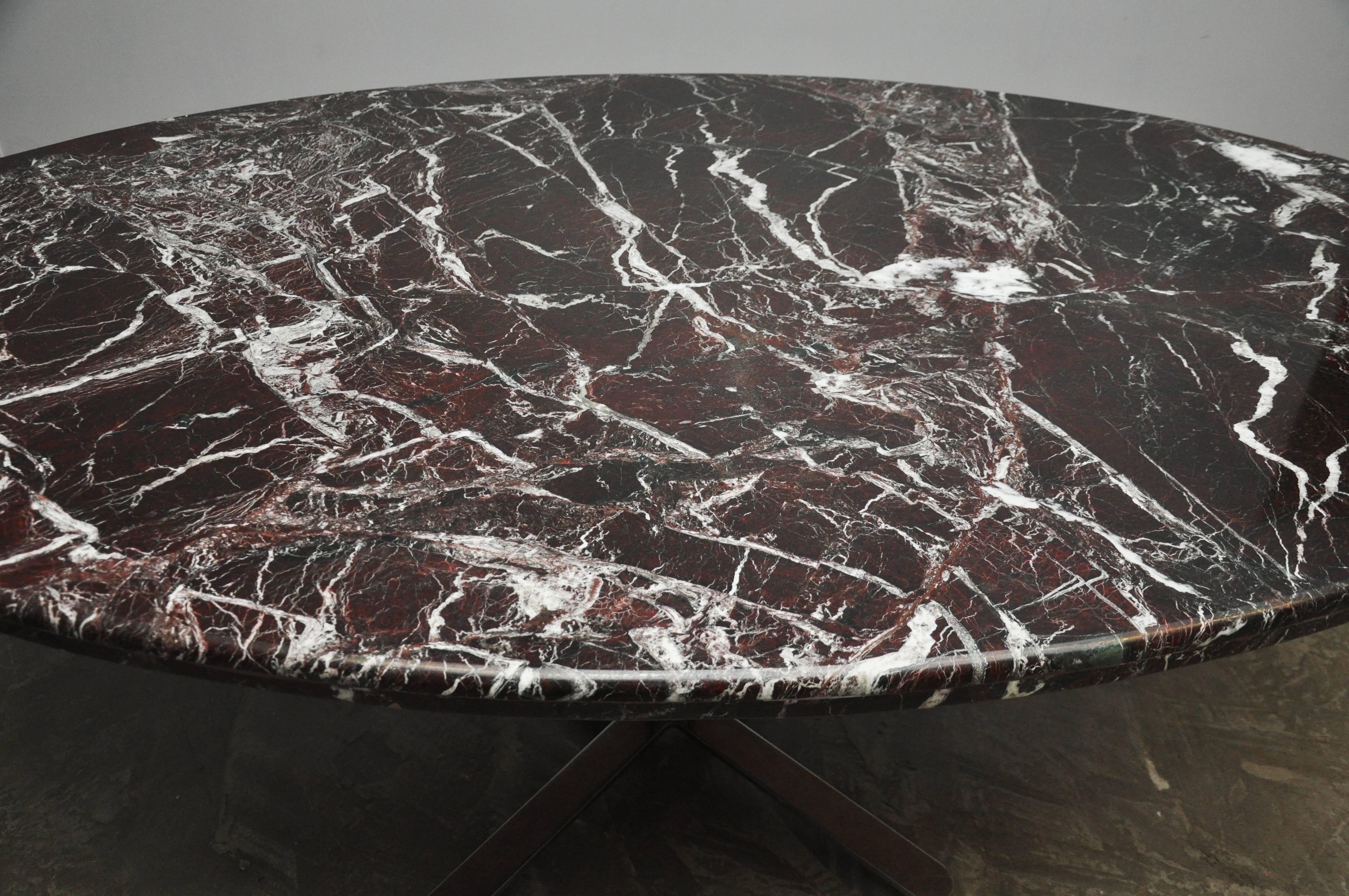 Nicos Zographos Marble and Stainless Steel Dining Table In Good Condition In Chicago, IL