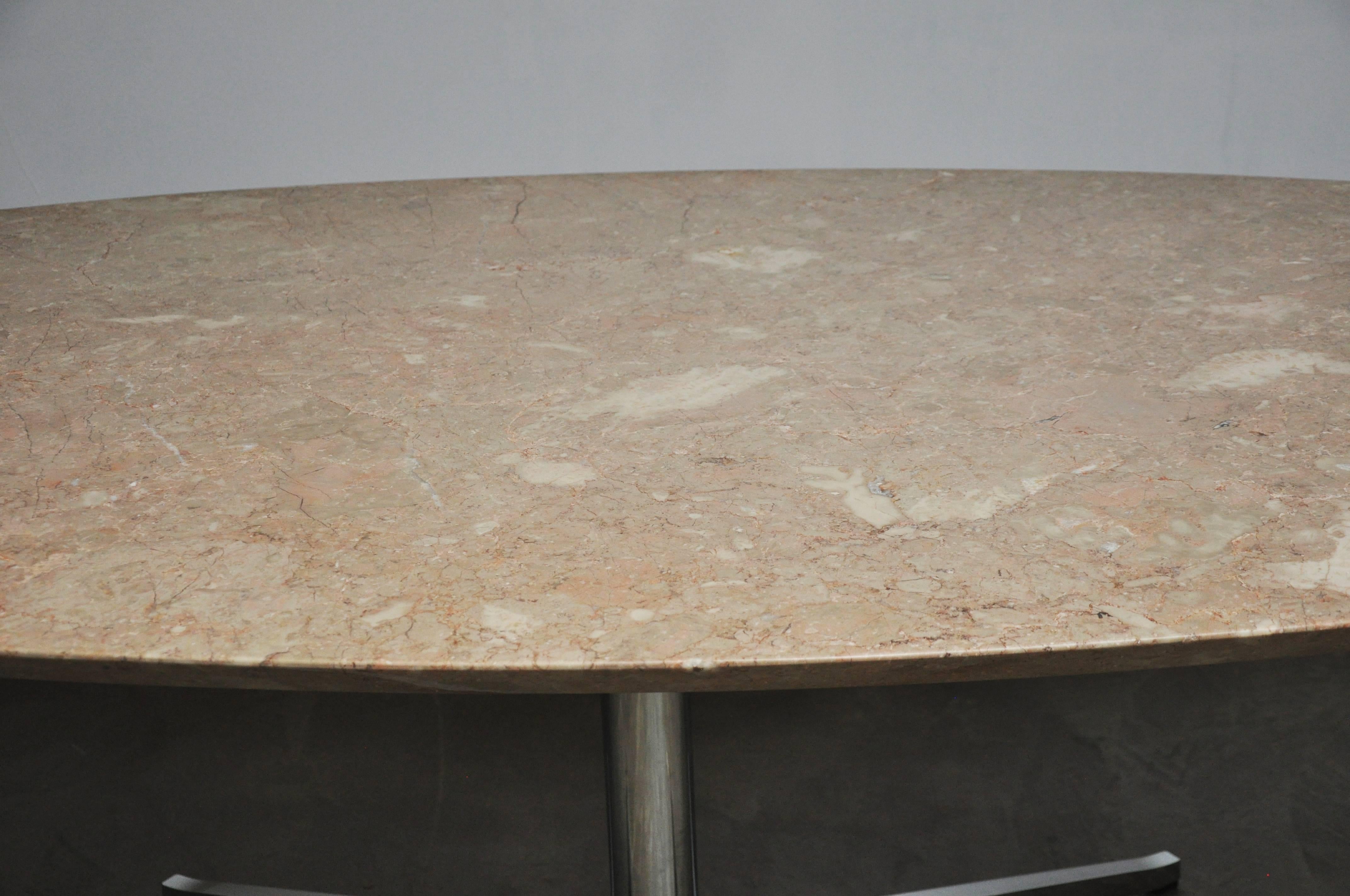 Mid-Century Modern Travertine Eliptical Dining Table or Desk by Florence Knoll