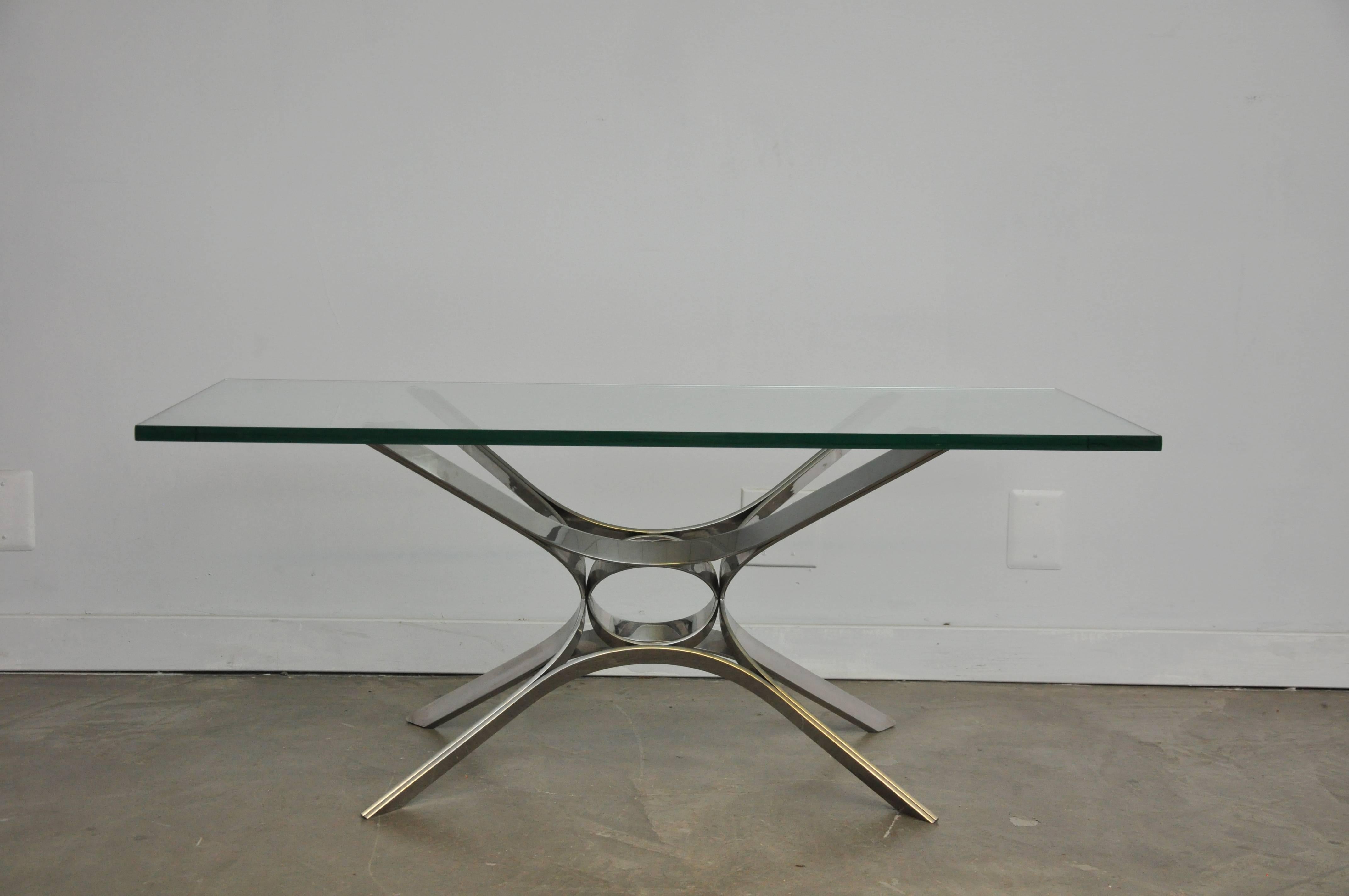 Mid-Century Modern Sculptural Chrome Coffee Table by Roger Sprunger for Dunbar