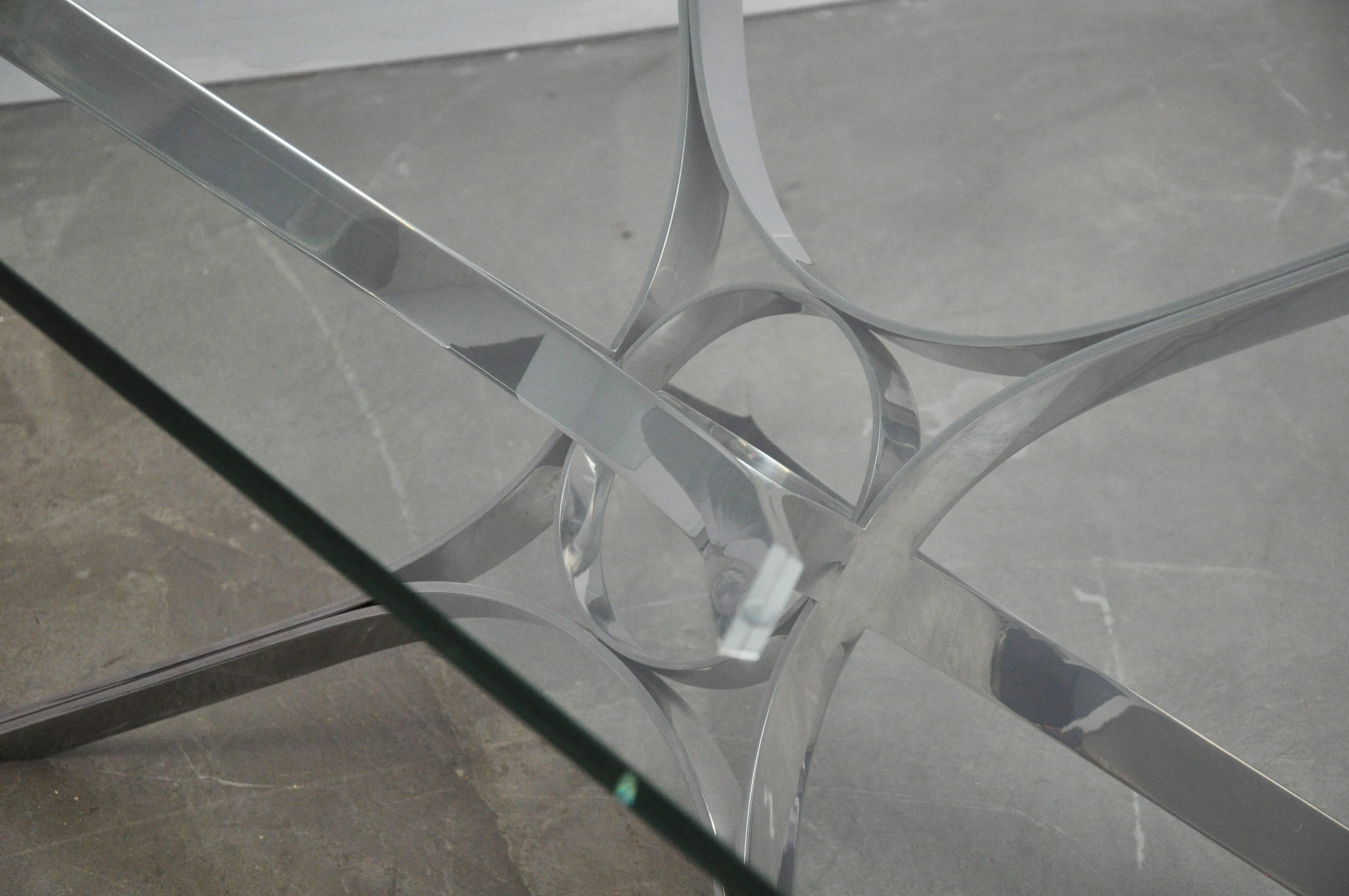 Glass Sculptural Chrome Coffee Table by Roger Sprunger for Dunbar