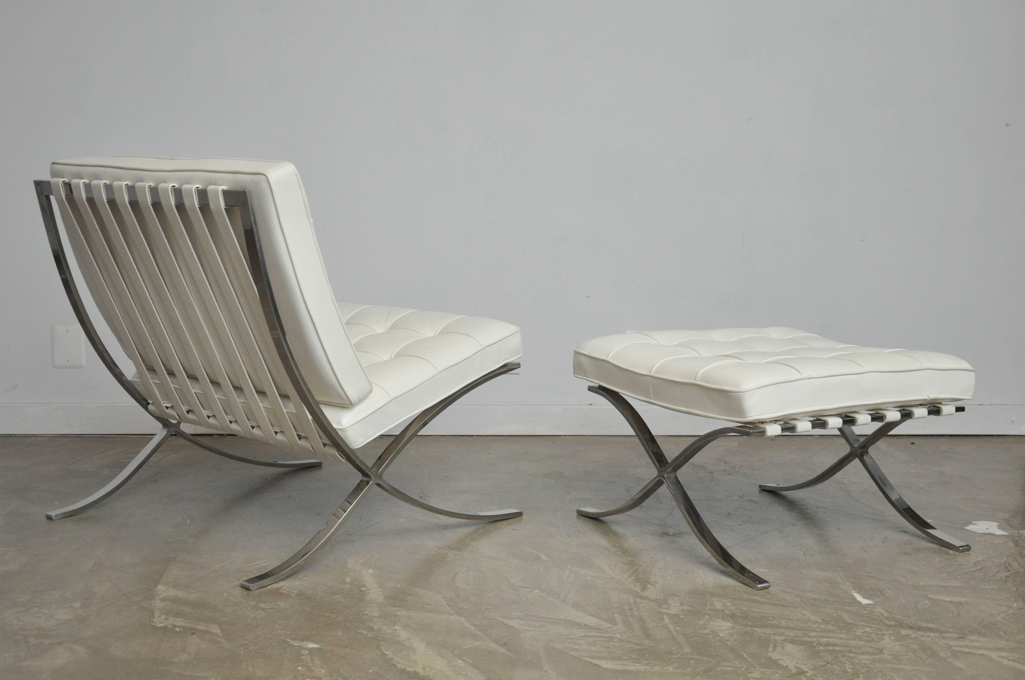 Stainless Steel Mies van der Rohe Barcelona Chair and Ottoman, Knoll, 1970