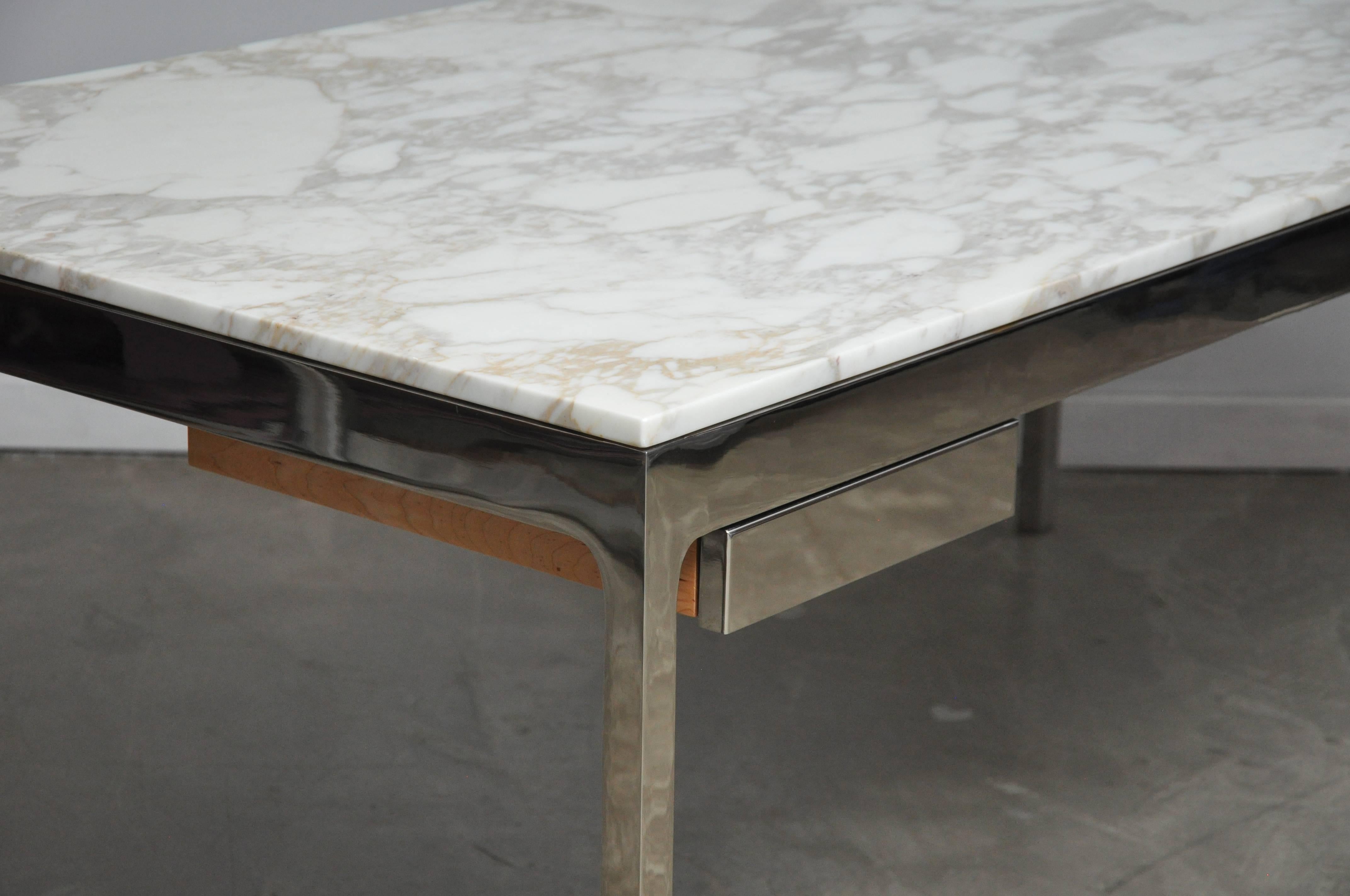 20th Century Nicos Zographos Marble and Stainless Steel Desk